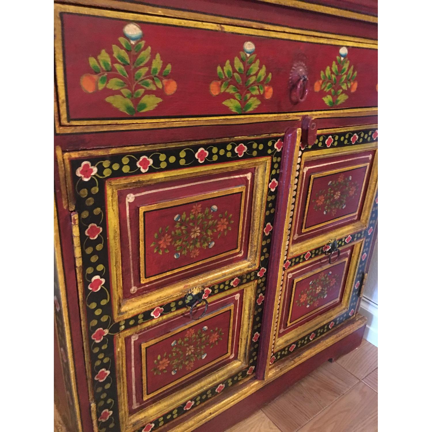 Red w/ Floral Design Credenza - image-7
