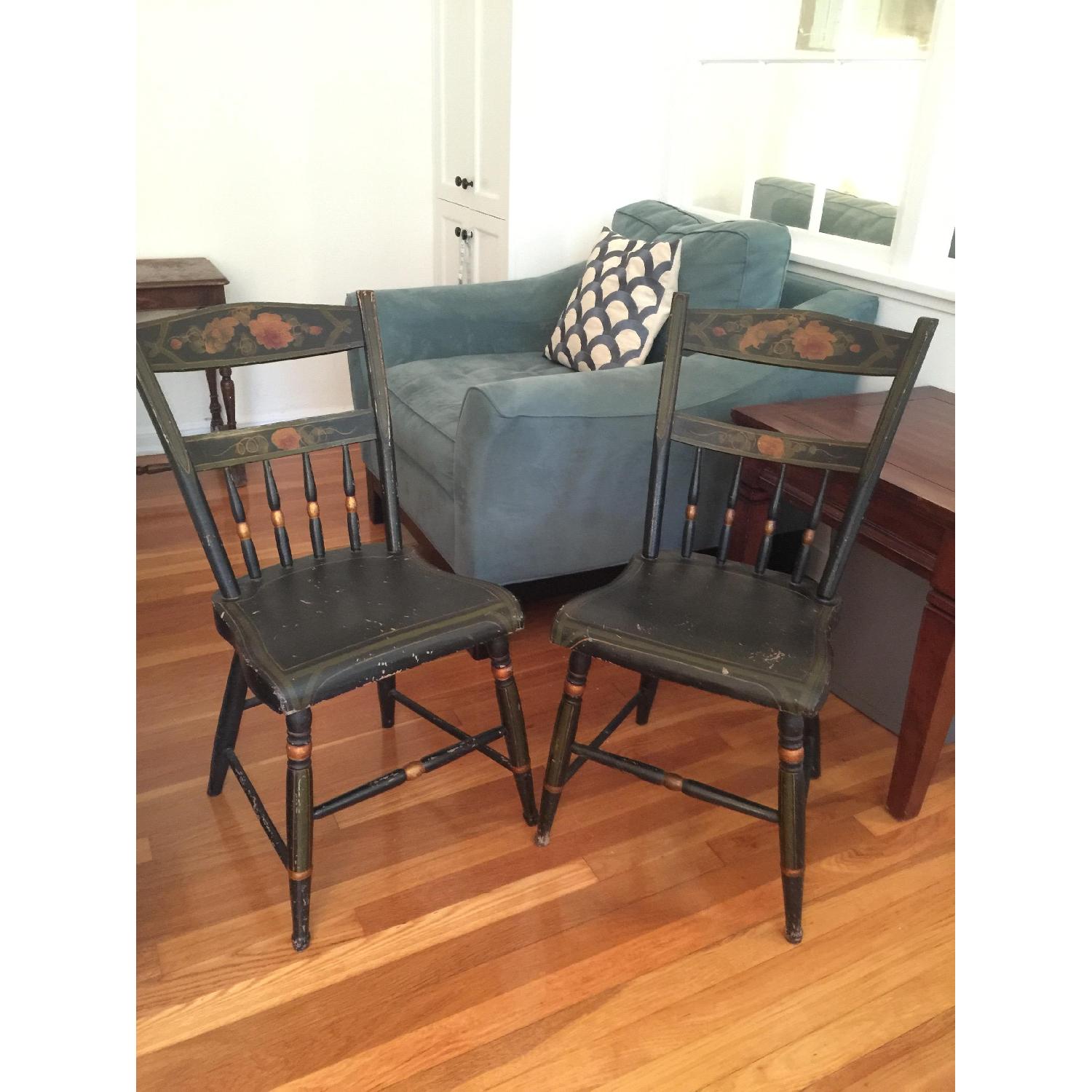 Antique Hand-Painted Wooden Chairs - image-1