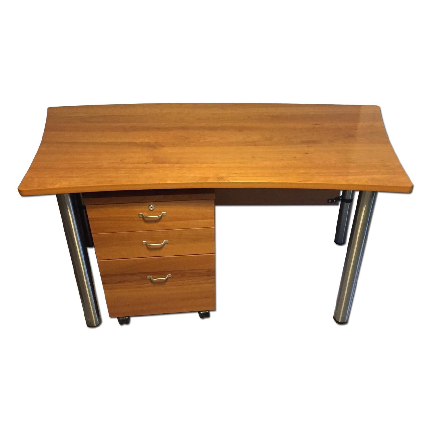 BoConcept Cherry Wood Desk + Matching File Cabinet/Drawers - image-0