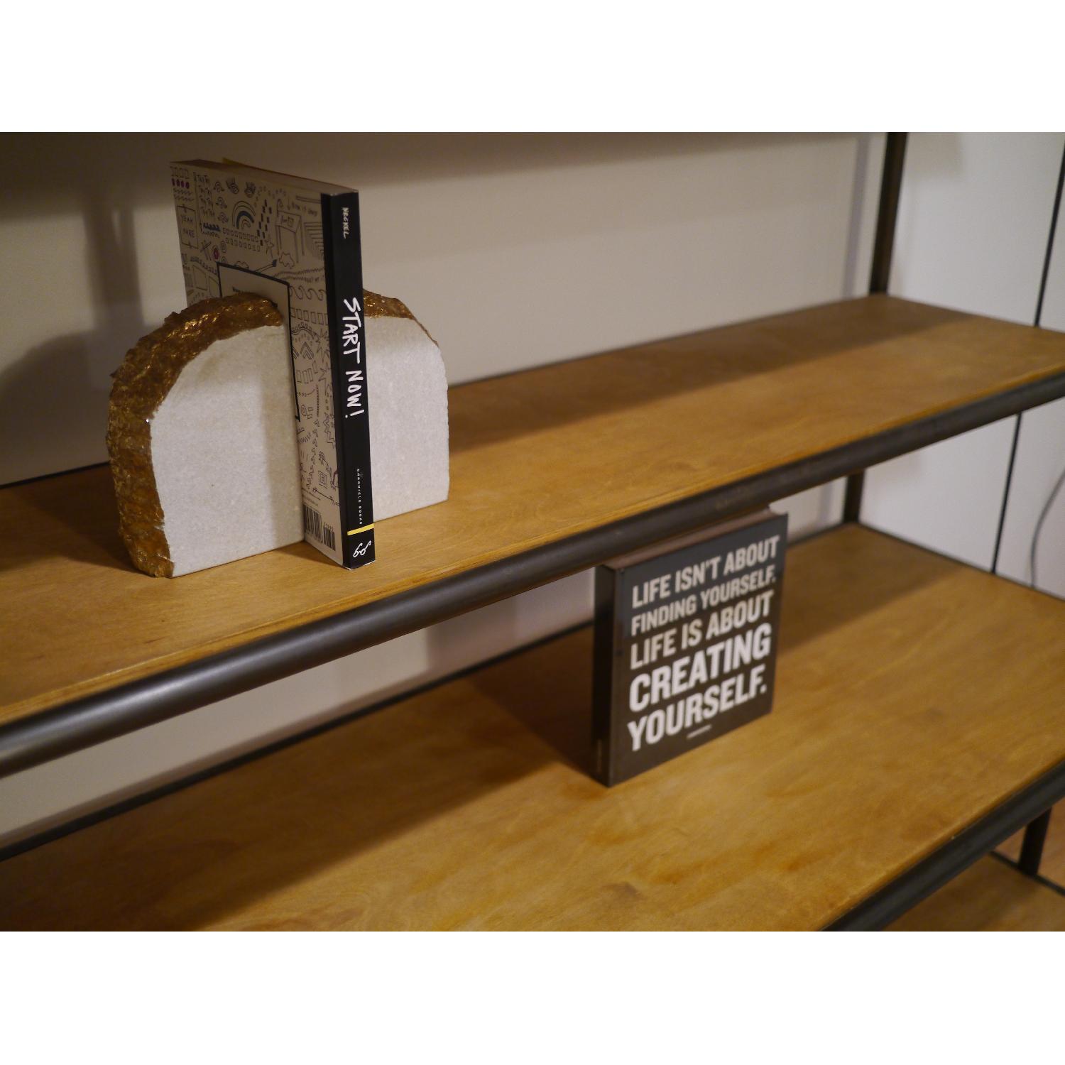 Metal Industrial Shelving Unit w/ Wooden Shelves - image-3