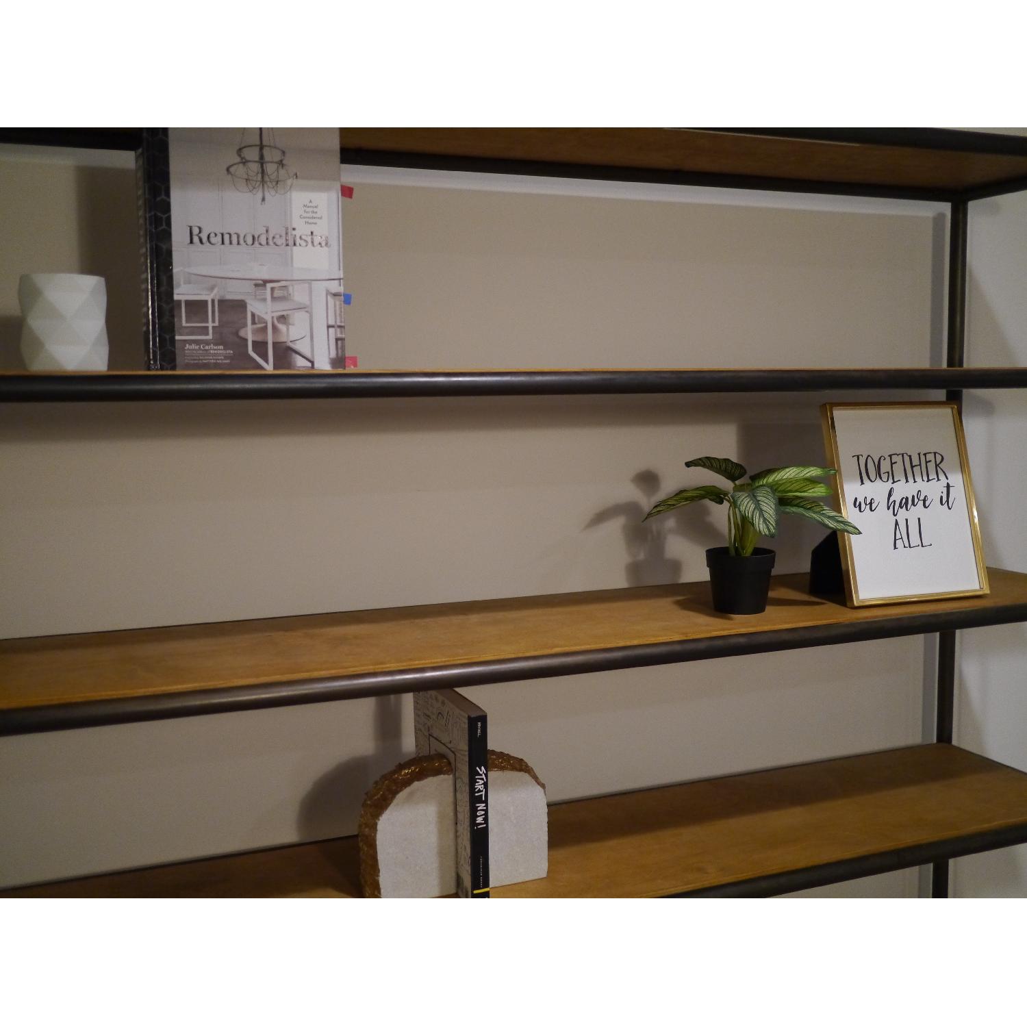Metal Industrial Shelving Unit w/ Wooden Shelves - image-5