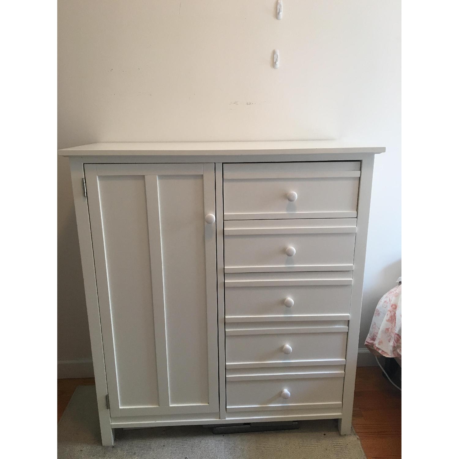 Crate & Barrel Brighton White Dresser w/ Shelves AptDeco
