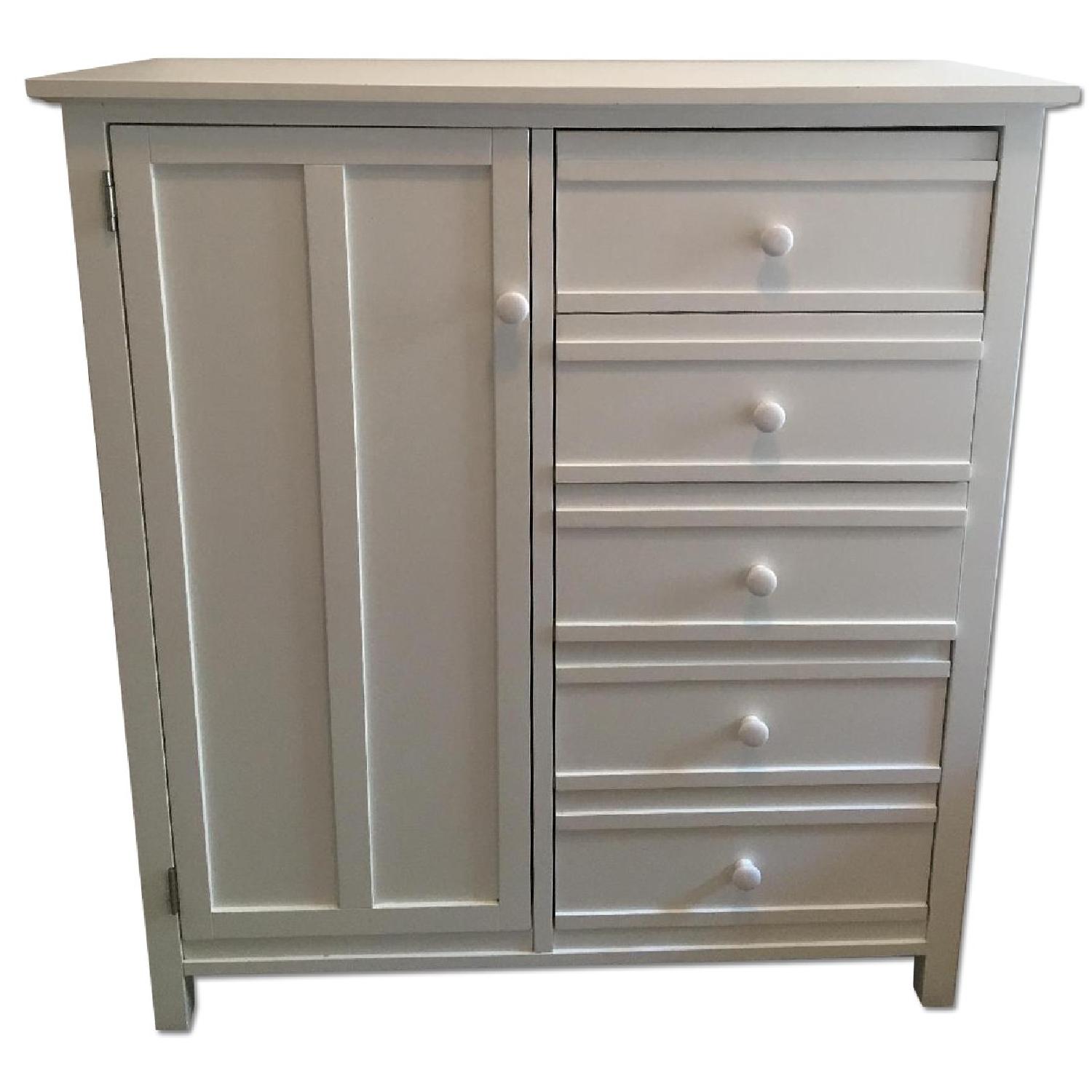 Crate & Barrel Brighton White Dresser w/ Shelves AptDeco