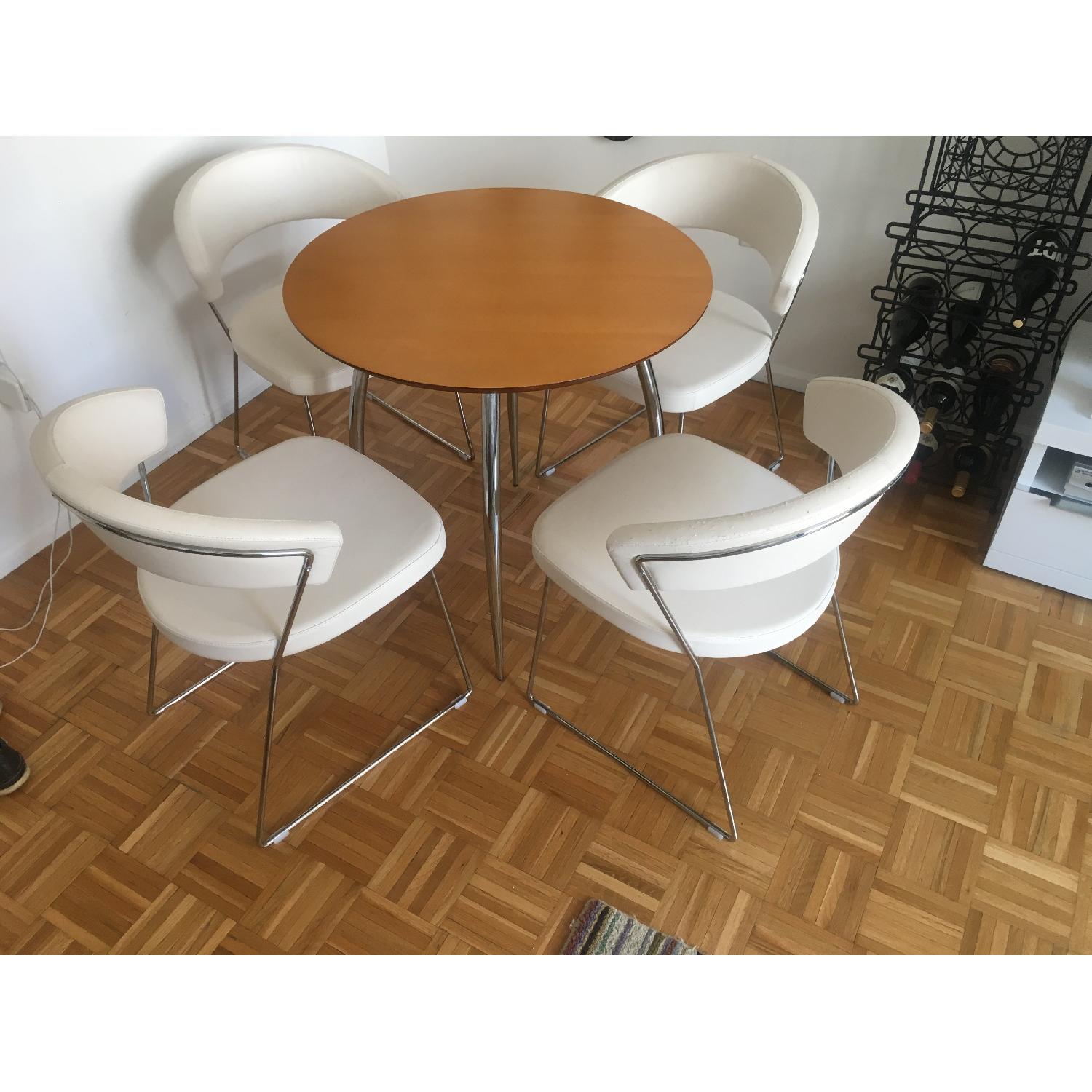 Light Wood Dining Table w/ Stainless Steel Legs - image-1