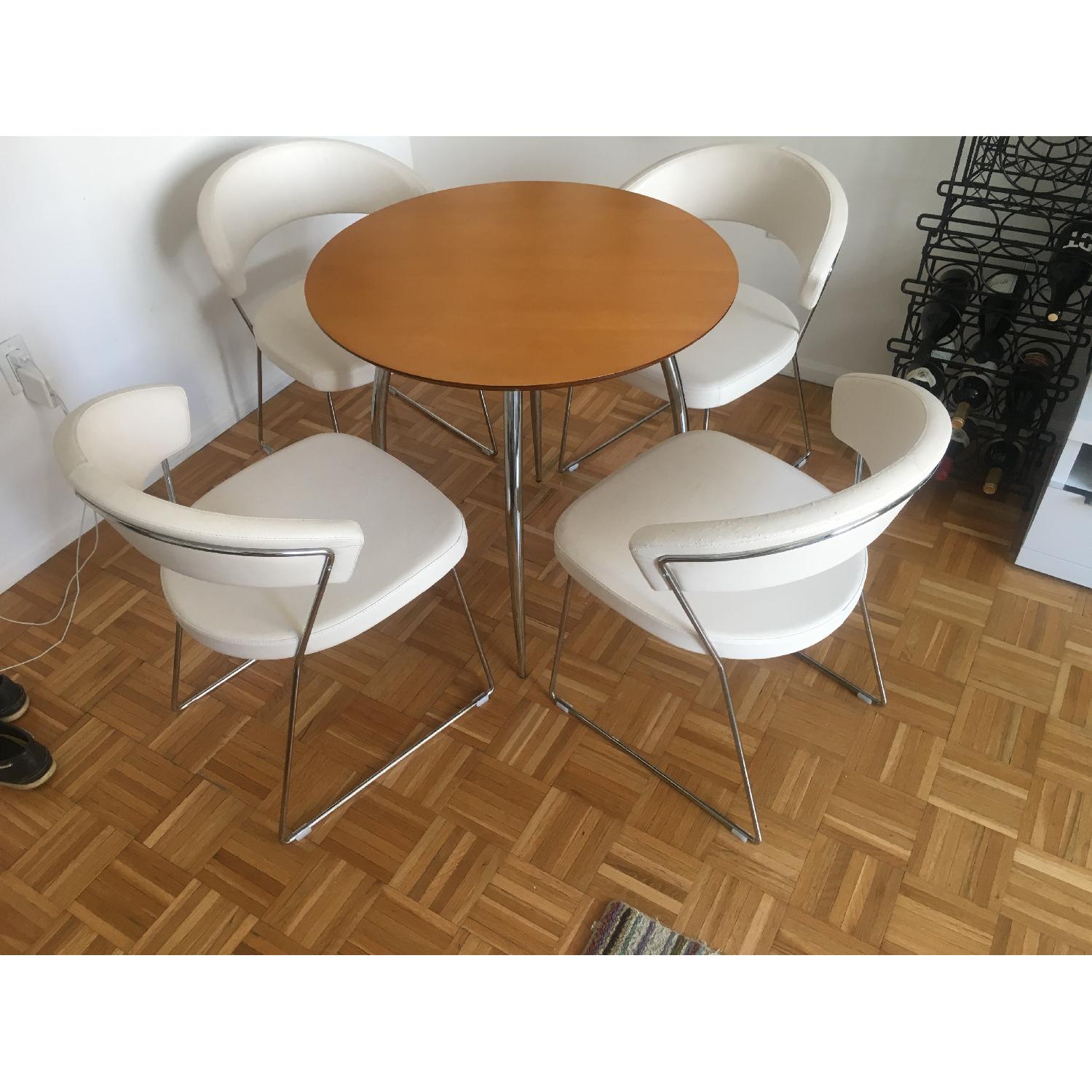 Light Wood Dining Table w/ Stainless Steel Legs - image-2