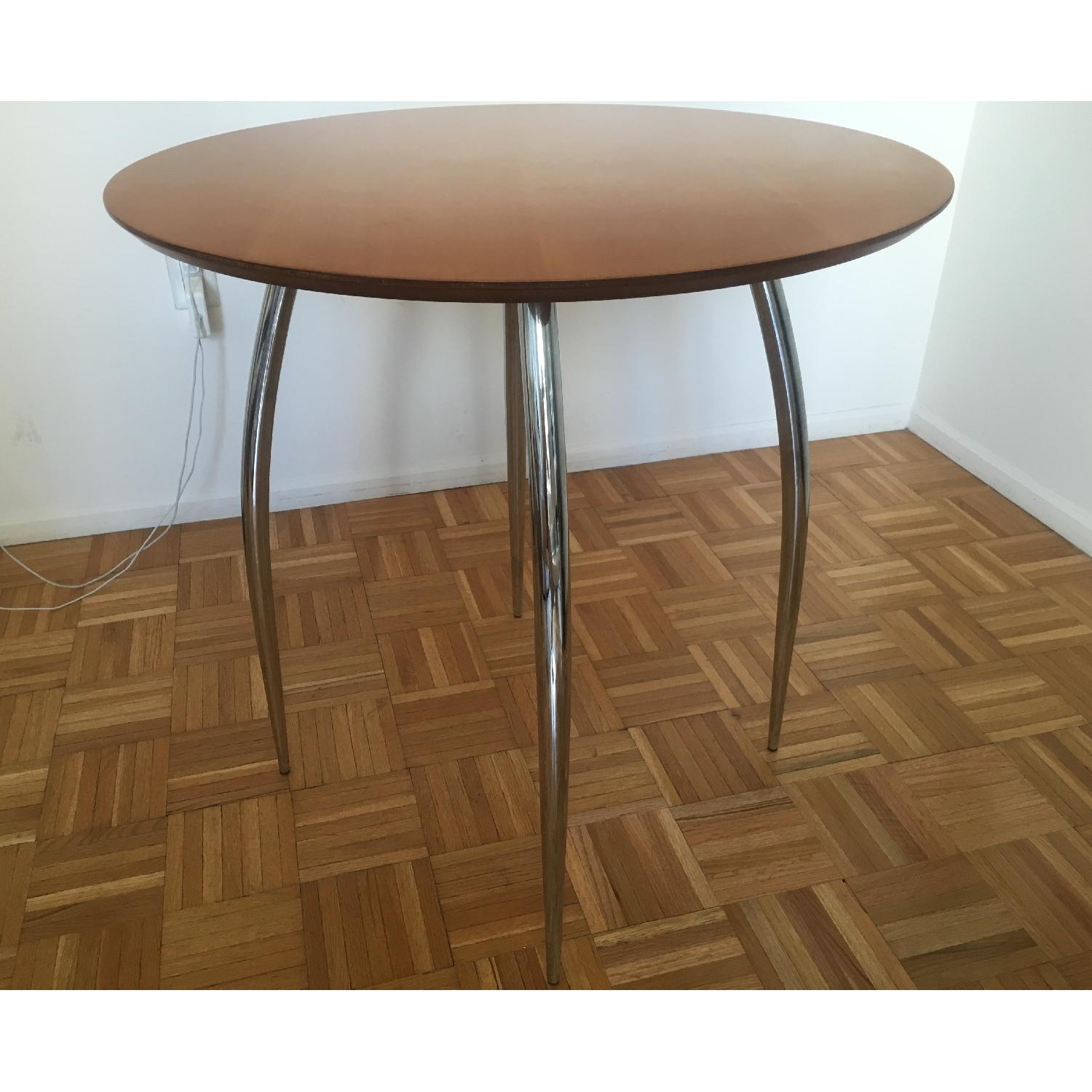 Light Wood Dining Table w/ Stainless Steel Legs - image-3