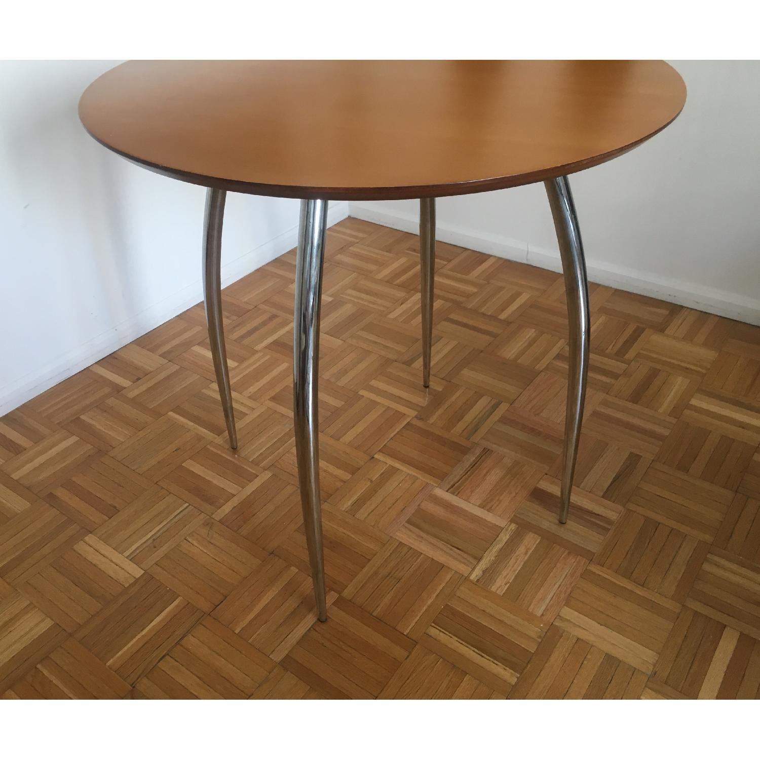 Light Wood Dining Table w/ Stainless Steel Legs - image-4