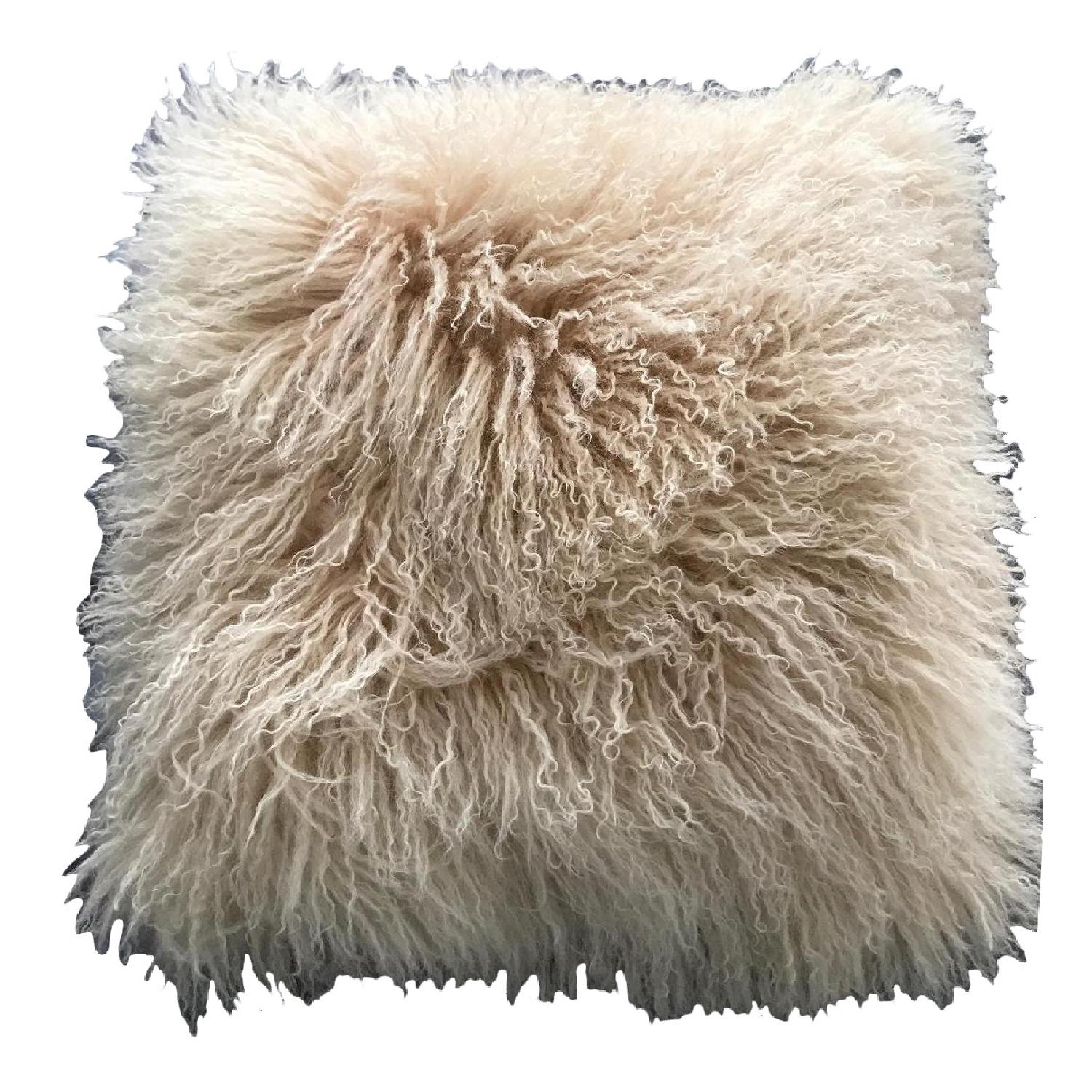 Ivory Real Sheepskin Fur Pillow - image-0