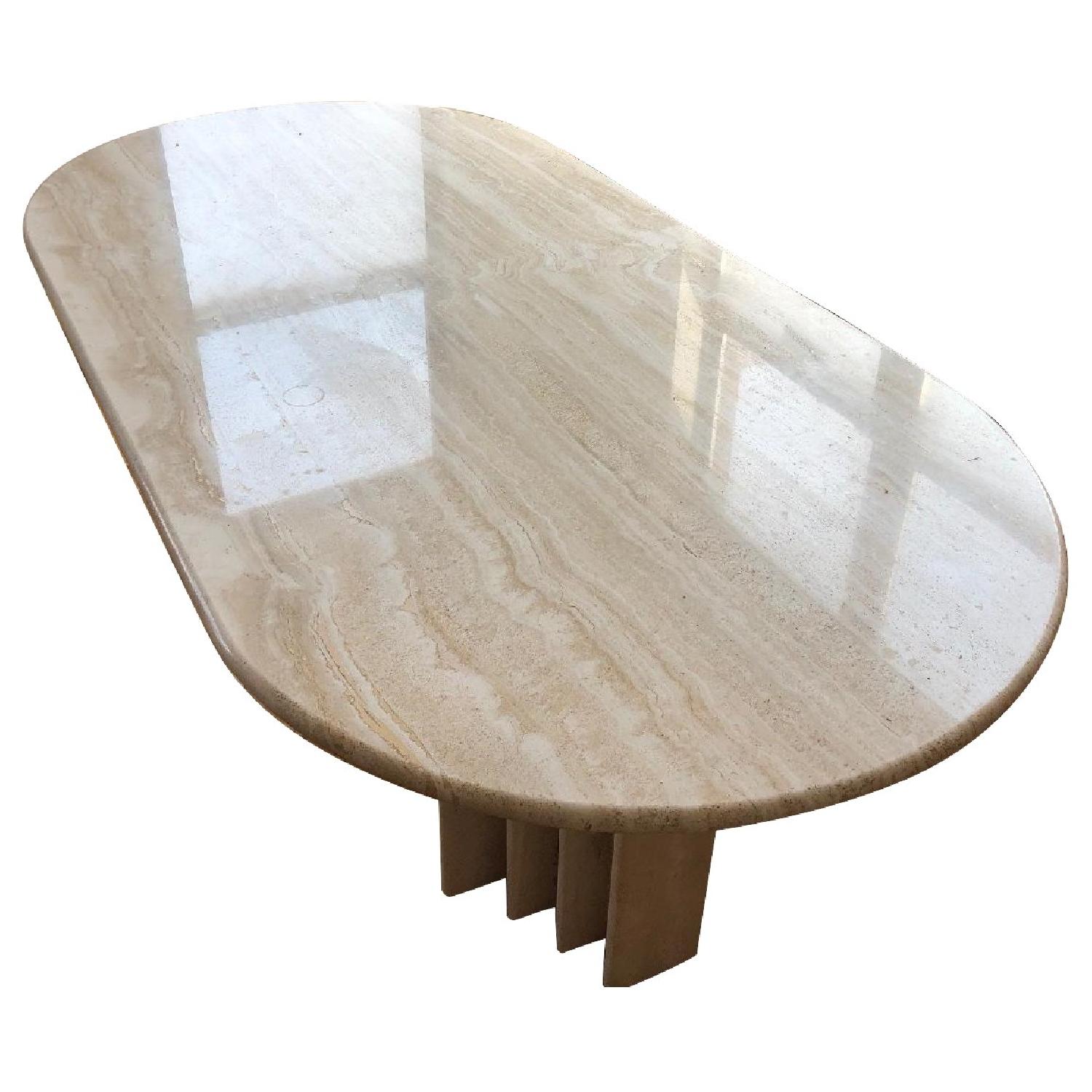Solid Travertine Dining Table - image-0