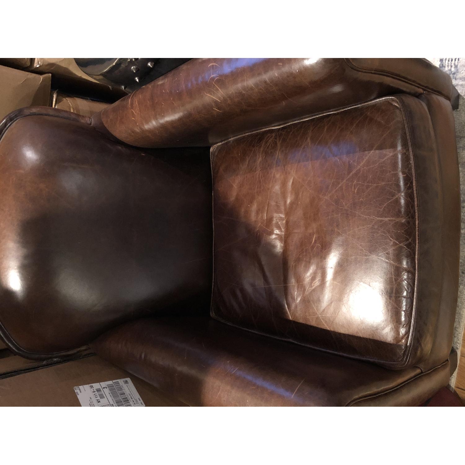 Crate & Barrel Cognac Leather Eiffel Chairs - image-3