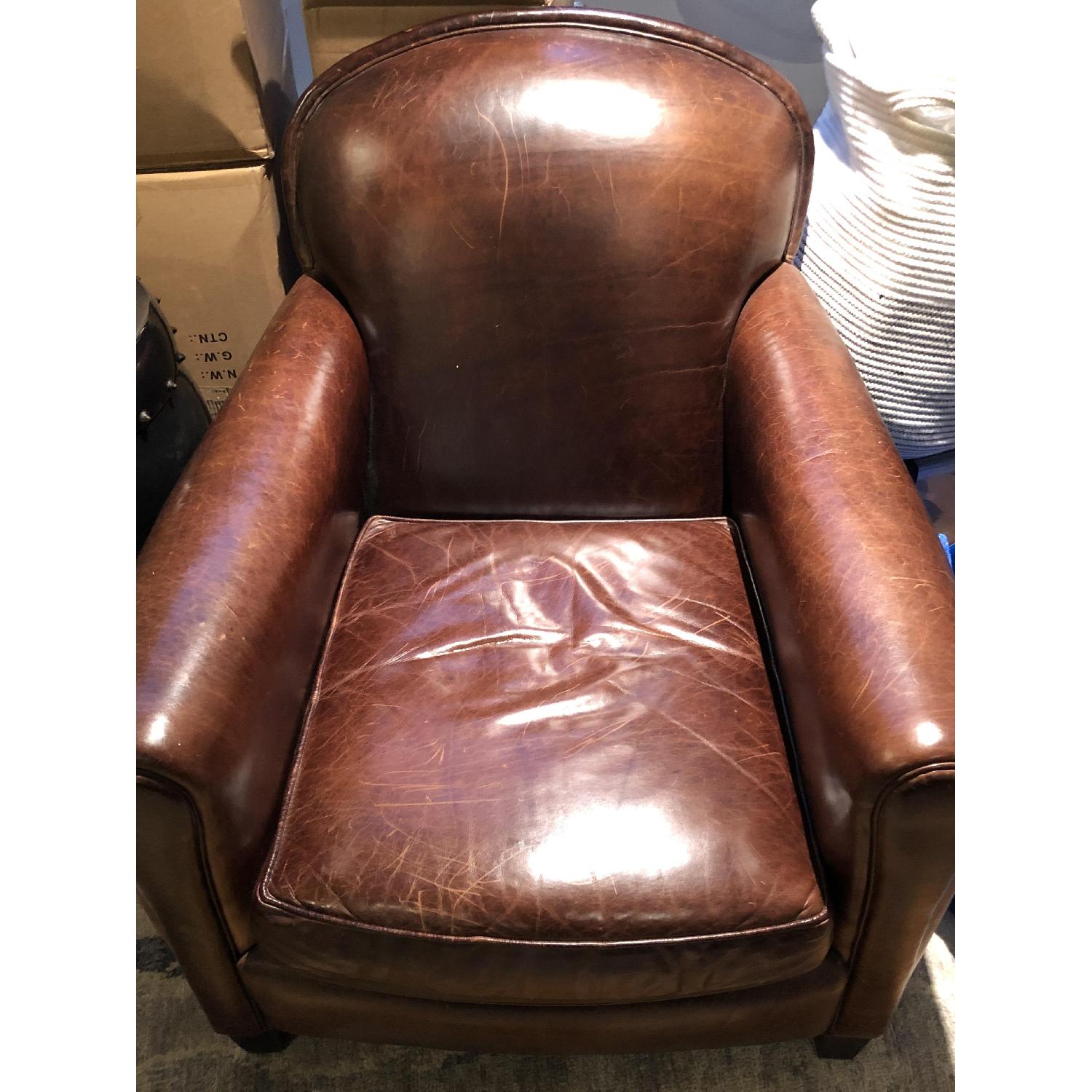 Crate & Barrel Cognac Leather Eiffel Chairs - image-4