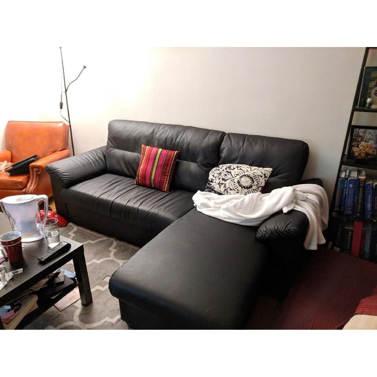 Ikea Knislinge Black Sectional Sofa w/ Left Chaise - image-1