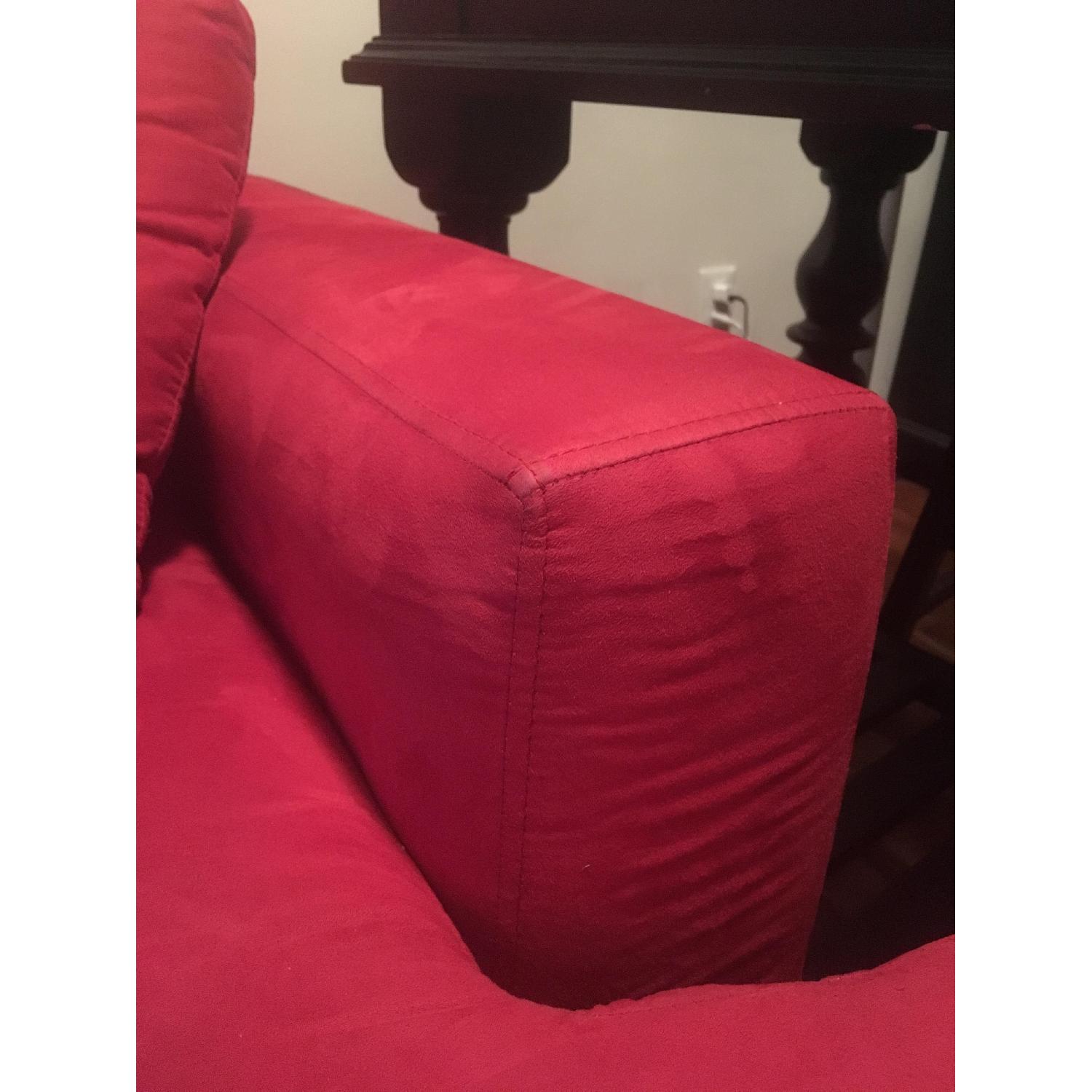 Macy's Red Microfiber Sectional Sofa w/ Chaise - image-4