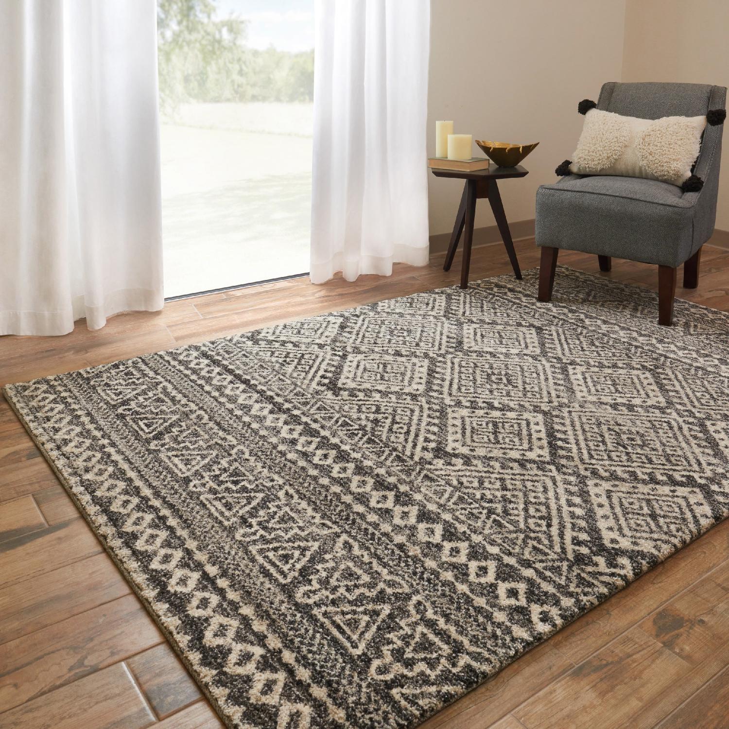 Alexander Home Brently Graphite/Ivory Geometric Rug - image-2