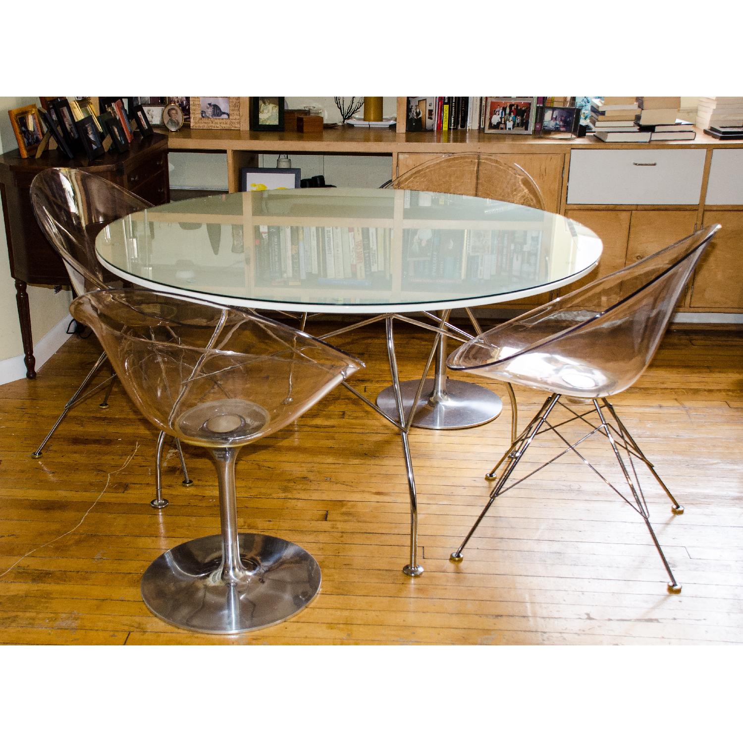 Kartell Citterio Glossy Round Table w/ 4 Starck Eros Chairs - image-12