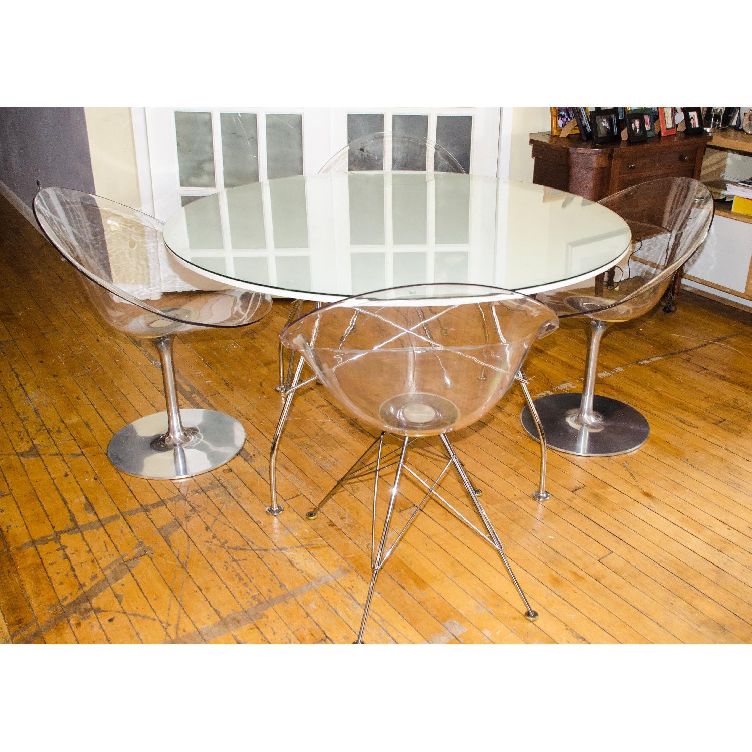 Kartell Citterio Glossy Round Table w/ 4 Starck Eros Chairs - image-13