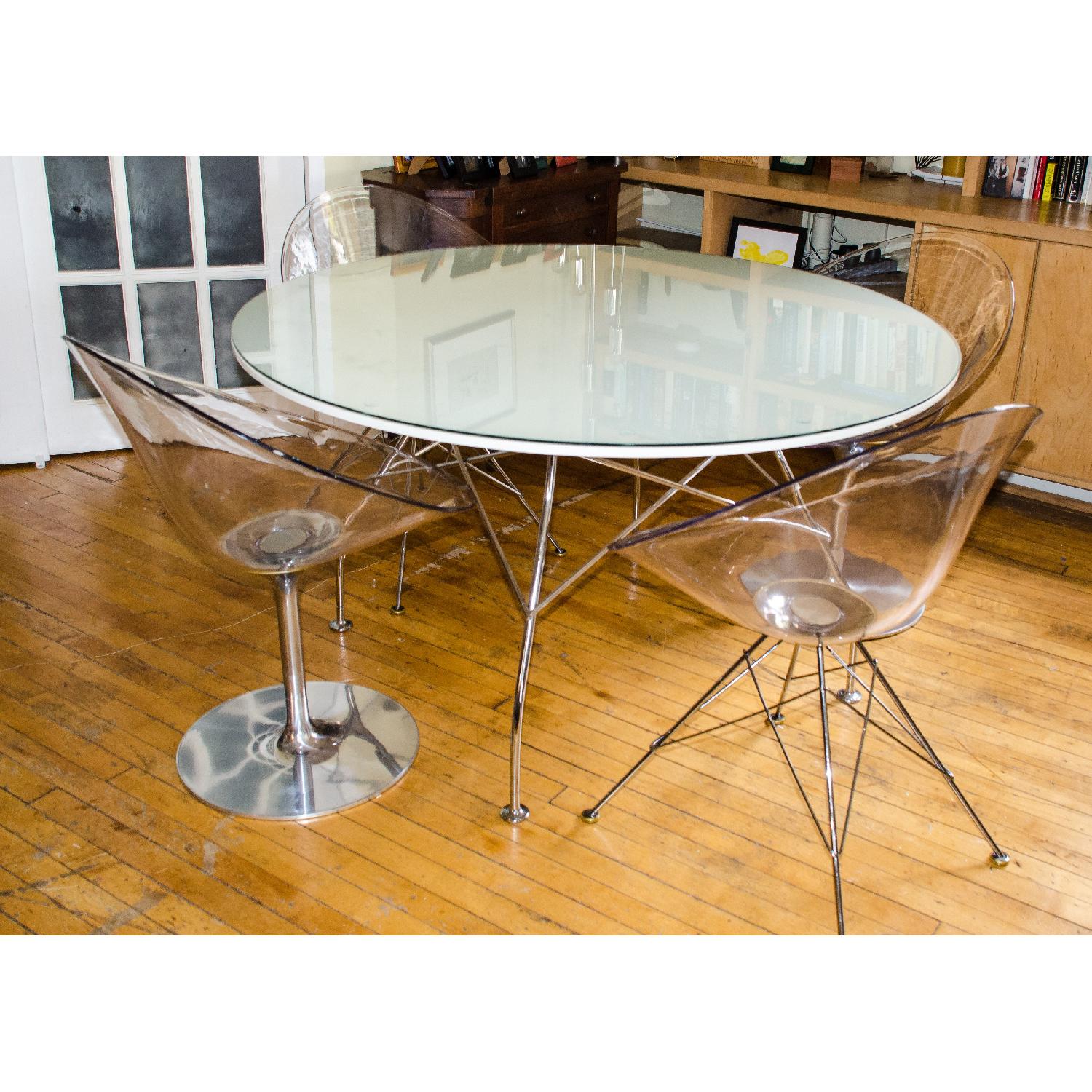 Kartell Citterio Glossy Round Table w/ 4 Starck Eros Chairs - image-15