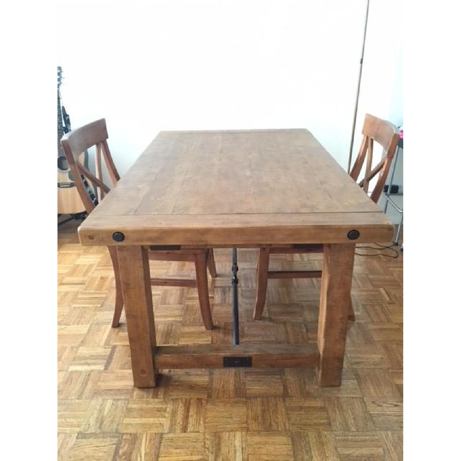 Pottery Barn Benchwright Expandable Dining Table w/ 2 Chairs - image-1