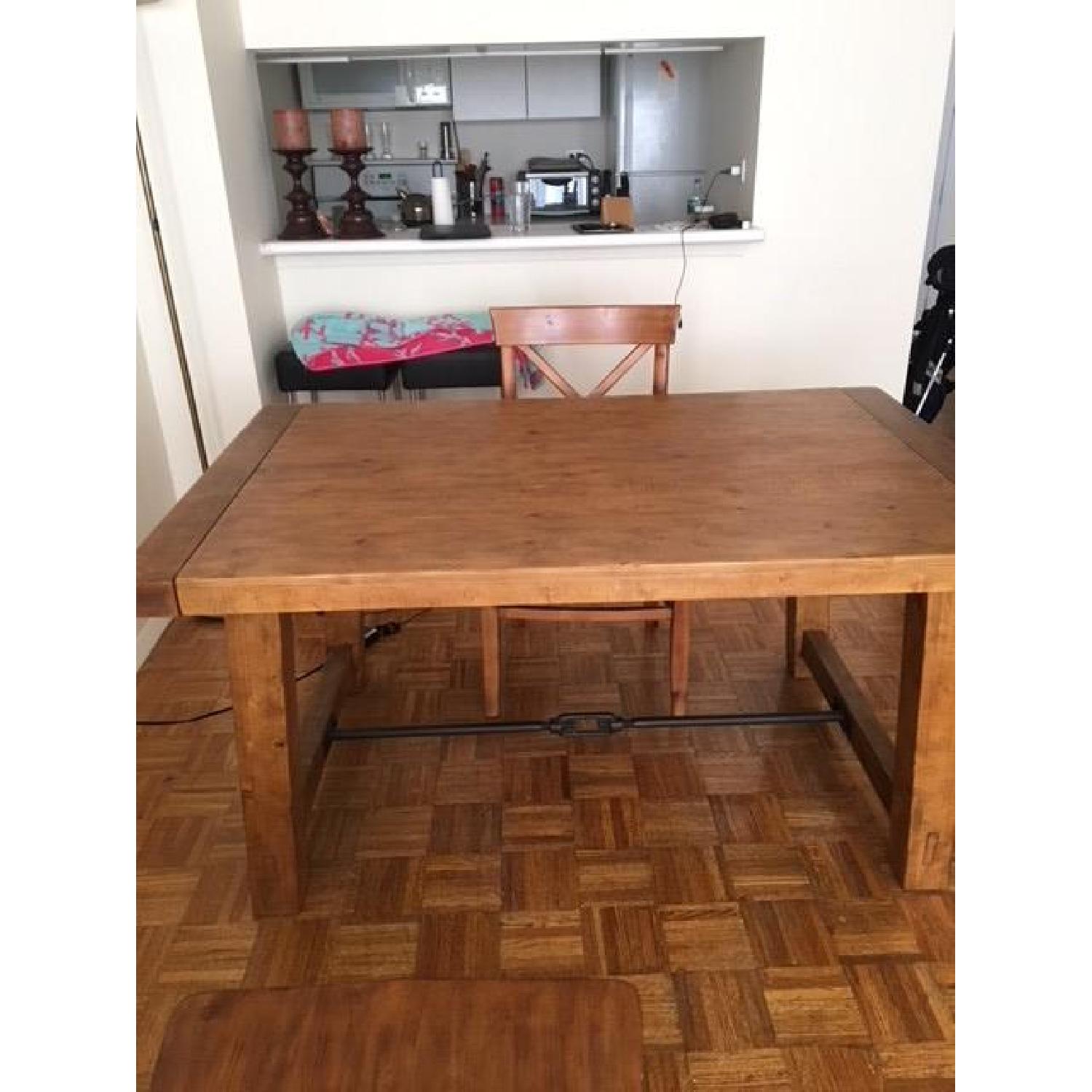 Pottery Barn Benchwright Expandable Dining Table w/ 2 Chairs - image-3