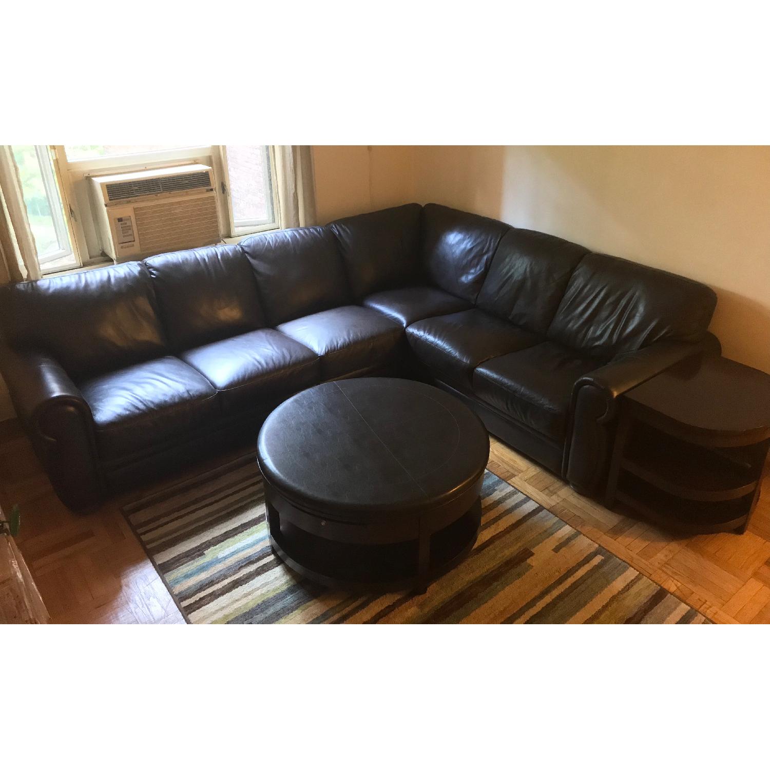 Raymour & Flanigan Marsala 3-Piece Leather Sectional Sofa - image-1