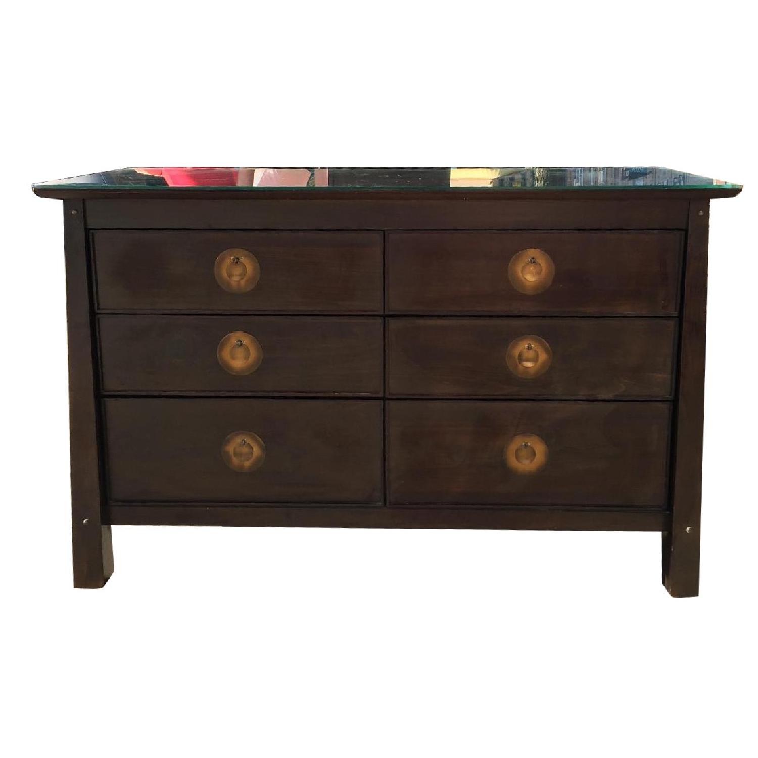 Pier 1 Espresso Dresser w /Protection Glass AptDeco
