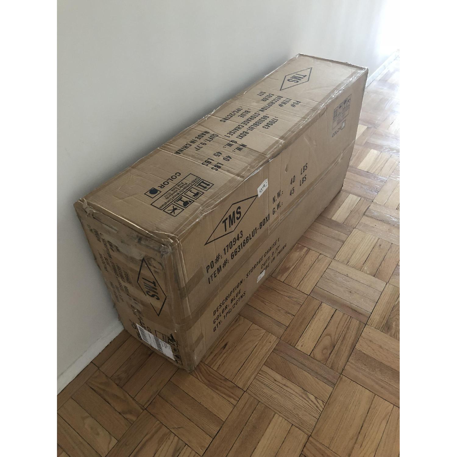 TMS Blue Tufted Storage Chaise Lounge - image-1