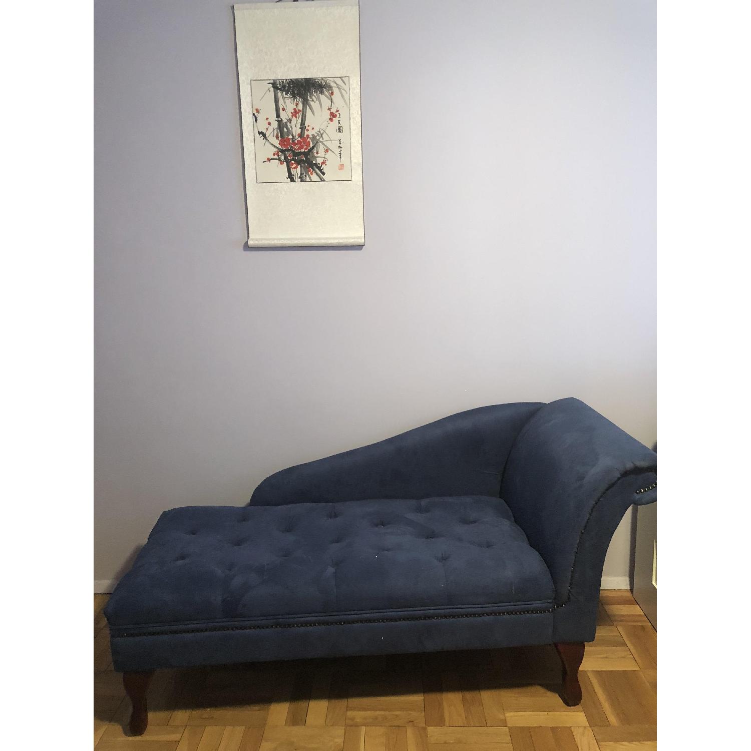TMS Blue Tufted Storage Chaise Lounge - image-2