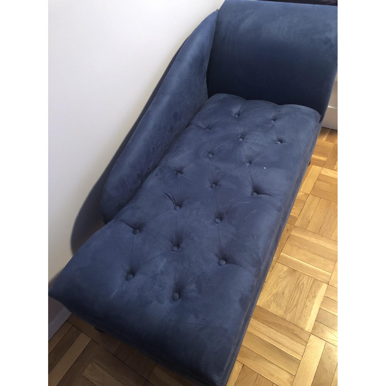 TMS Blue Tufted Storage Chaise Lounge - image-3