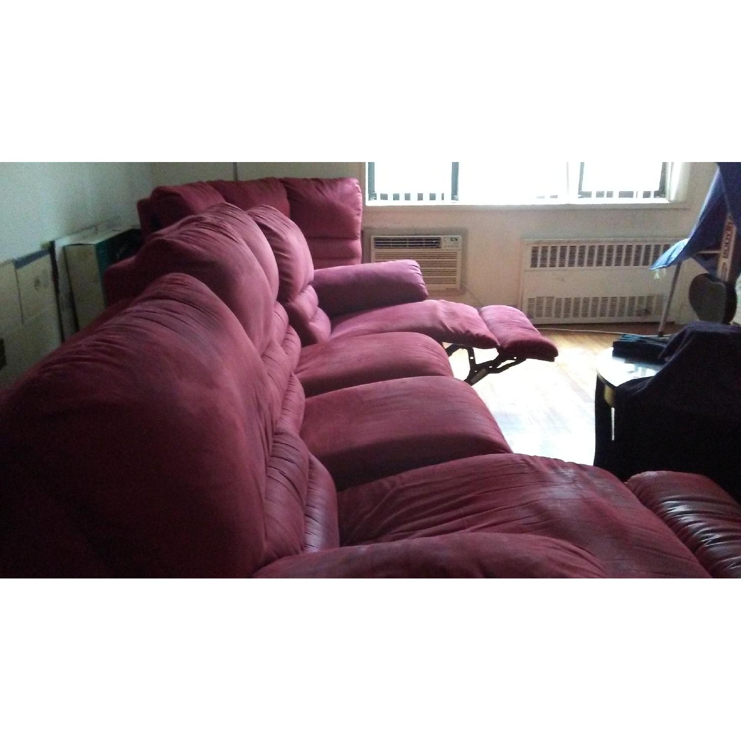 3-Piece Burgundy Microsuede Sectional Sofa - image-8