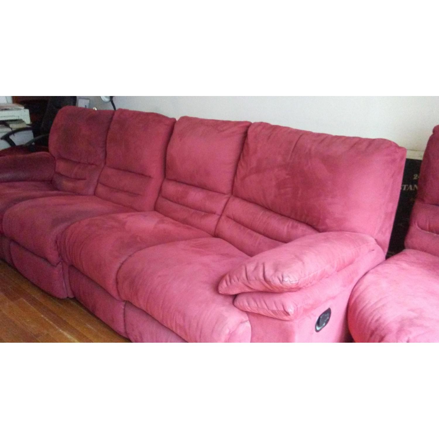 3-Piece Burgundy Microsuede Sectional Sofa - image-9