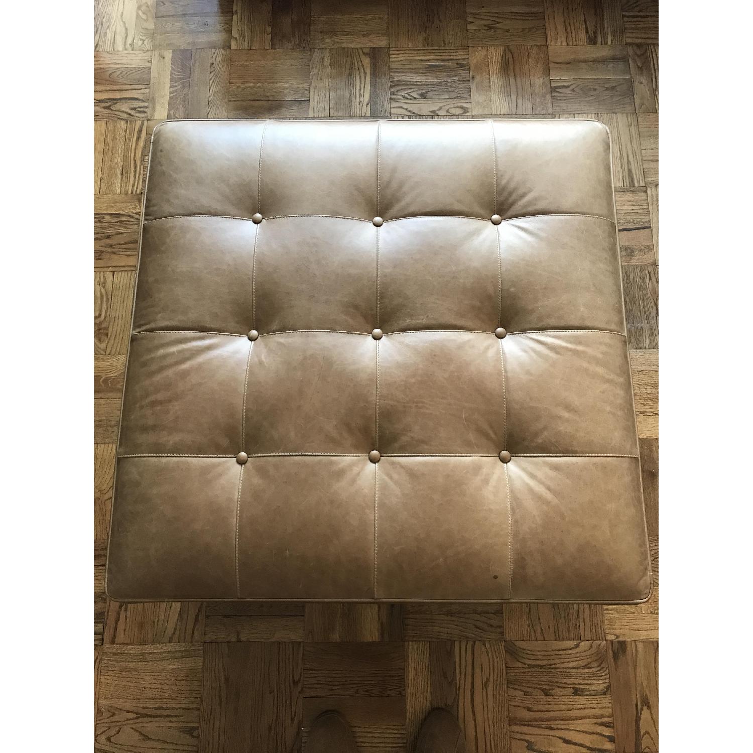 Ethan Allen Nassau Square Ottoman in leather - image-2