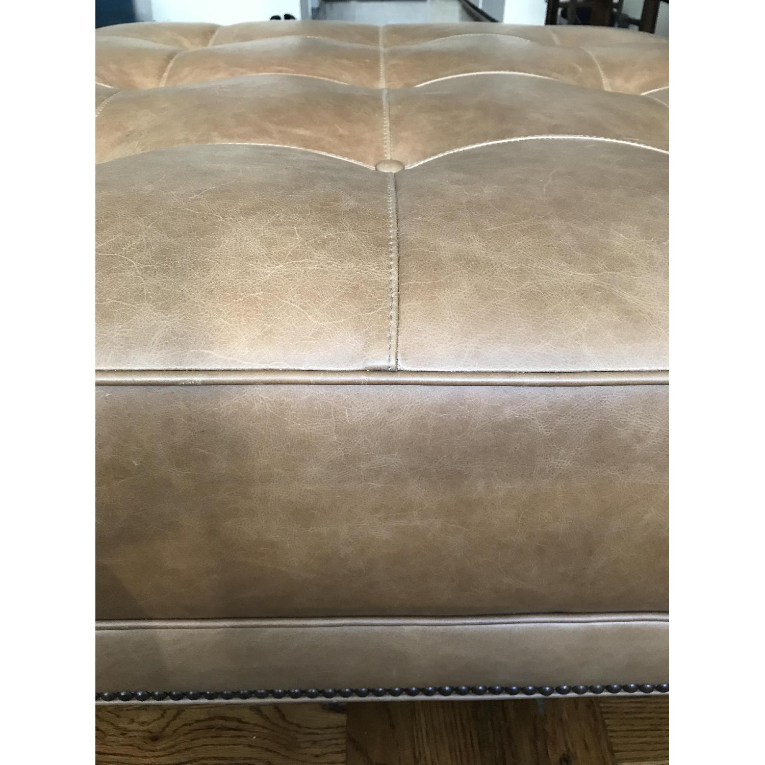 Ethan Allen Nassau Square Ottoman in leather - image-5