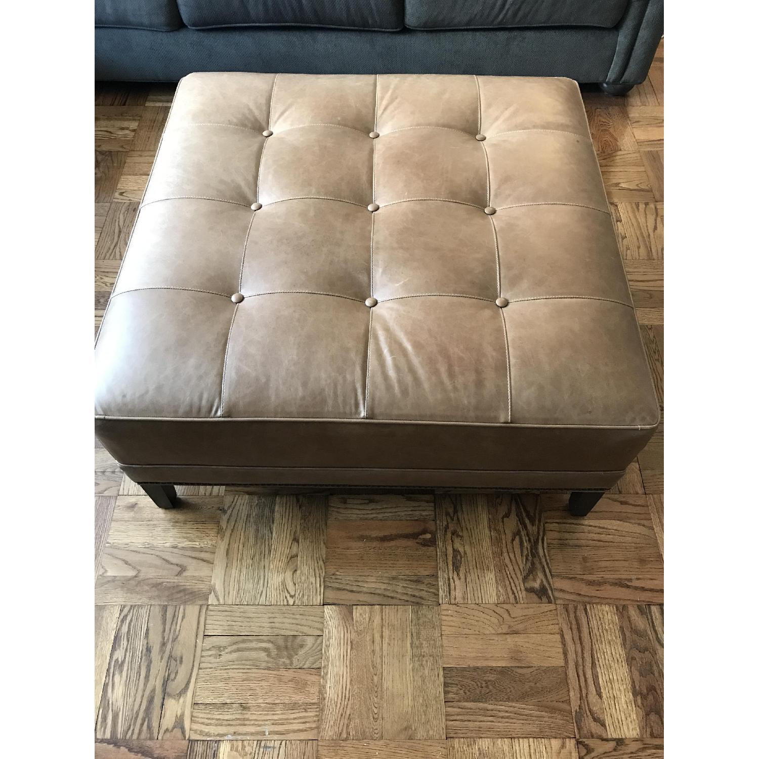 Ethan Allen Nassau Square Ottoman in leather - image-6