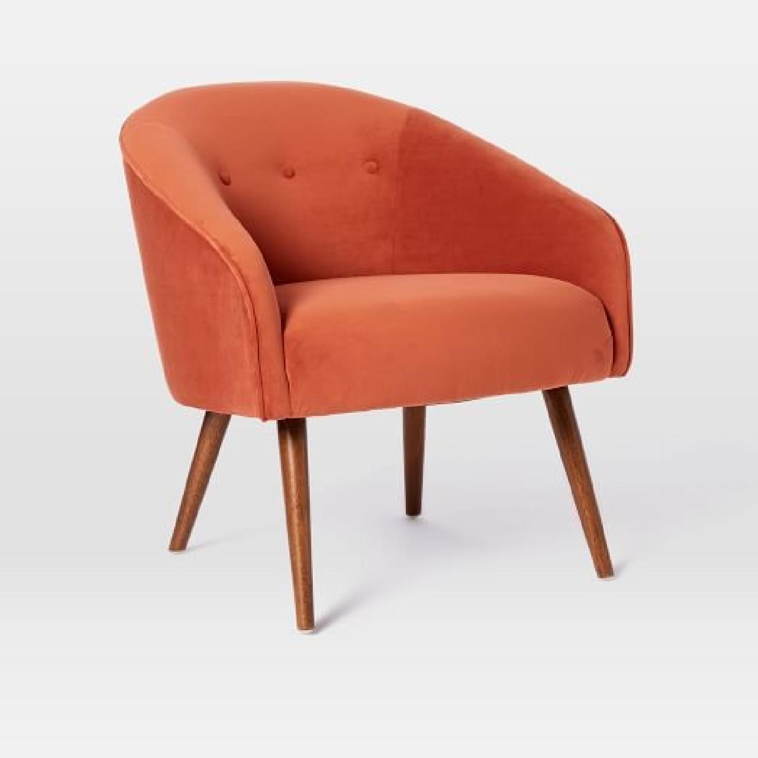 West Elm Eve Buttoned Chair in Poppy Performance Velvet - image-4