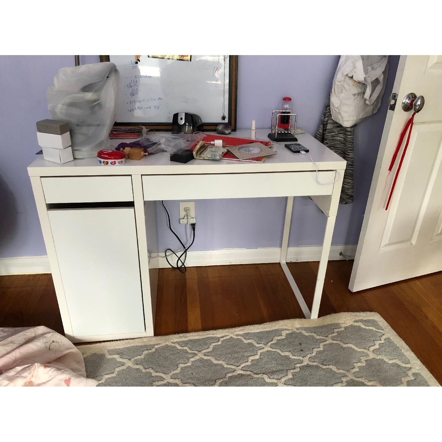 Ikea Micke White Desk w/ 2 Drawers & Cabinet. - image-1