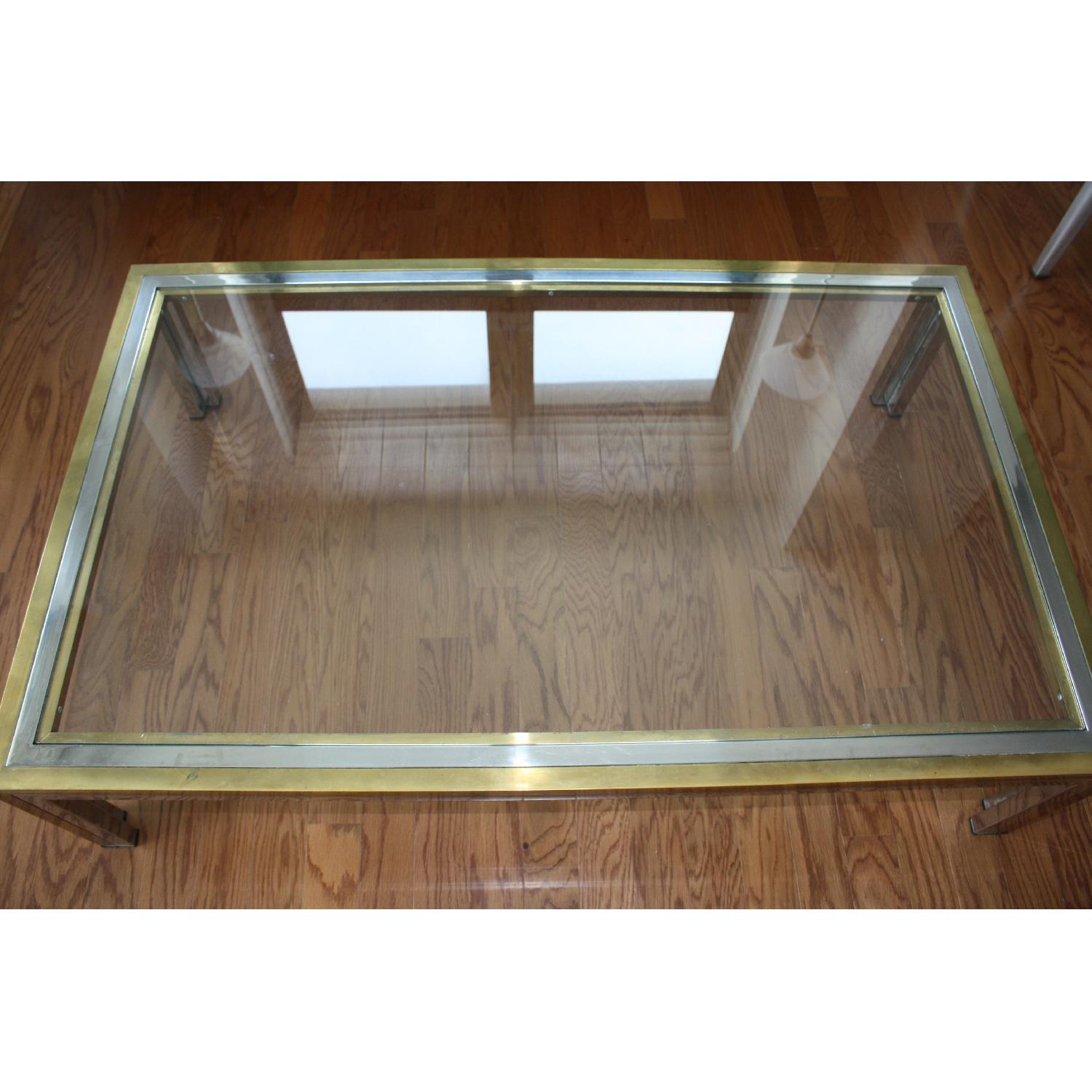 Mid Century Modern Glass & Chrome Coffee Table - image-1