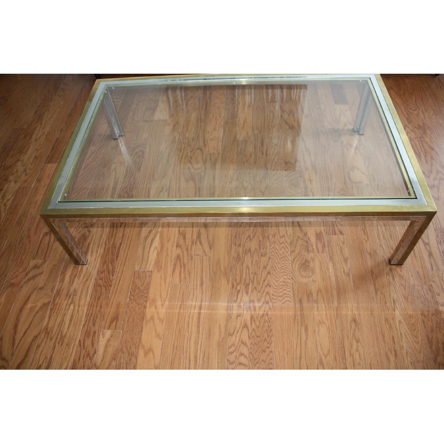 Mid Century Modern Glass & Chrome Coffee Table - image-2