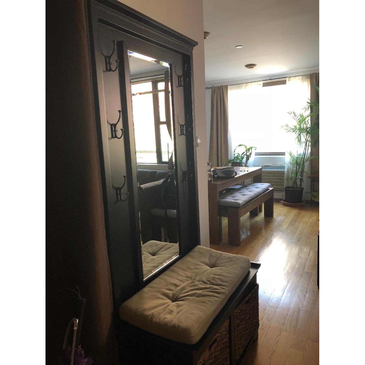 Crate & Barrel Windham Hallway Bench w/ Mirror & Coat Rack - image-2