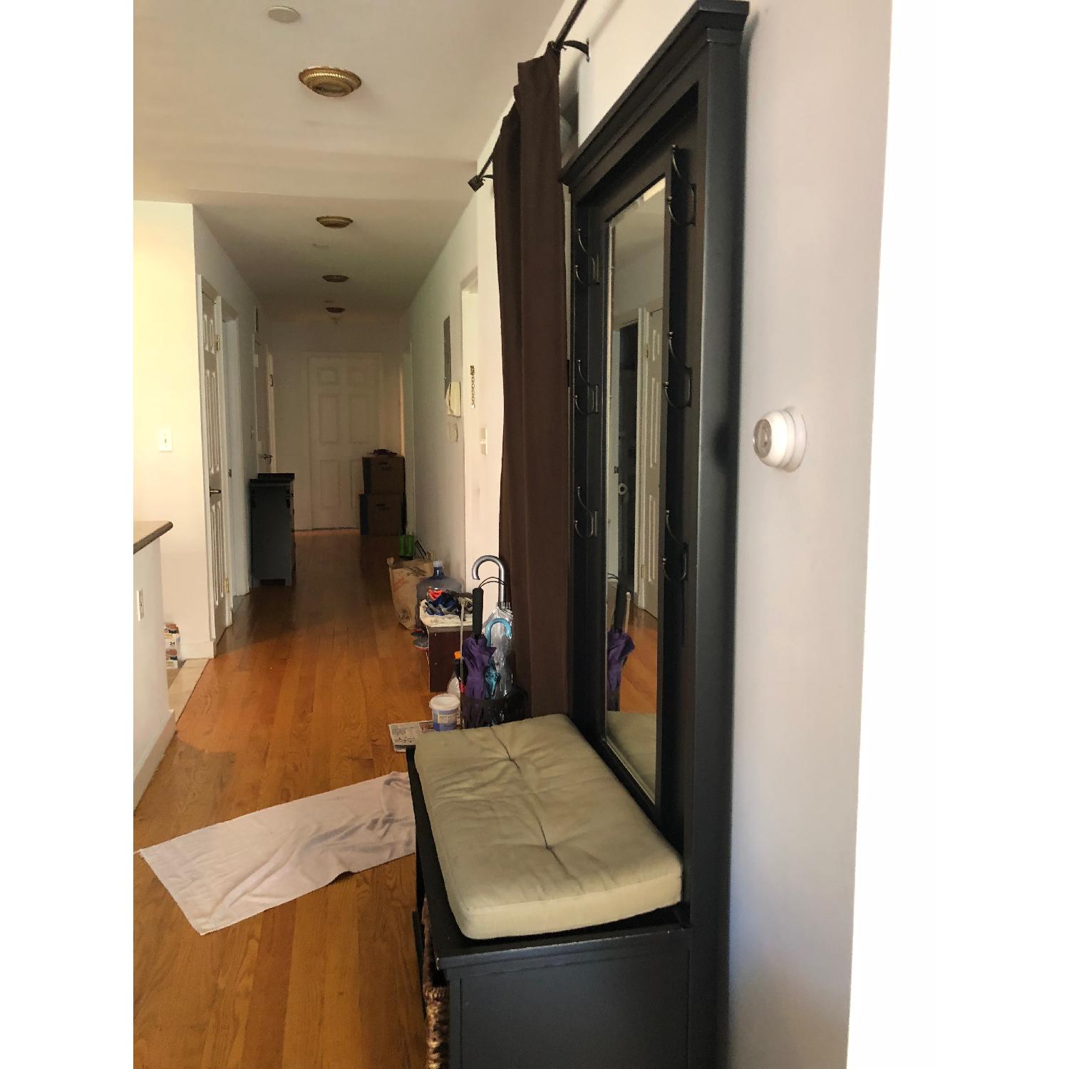 Crate & Barrel Windham Hallway Bench w/ Mirror & Coat Rack - image-3