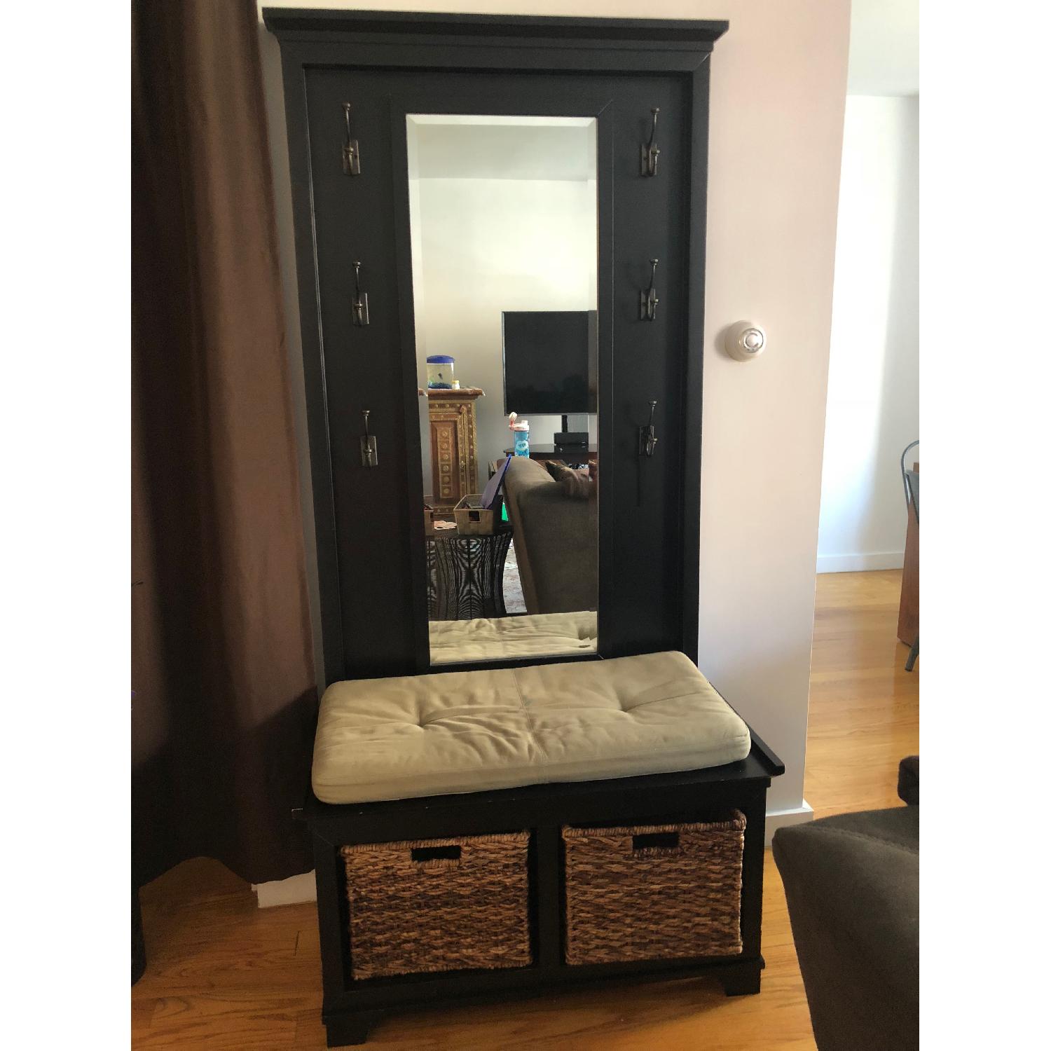 Crate & Barrel Windham Hallway Bench w/ Mirror & Coat Rack - image-4