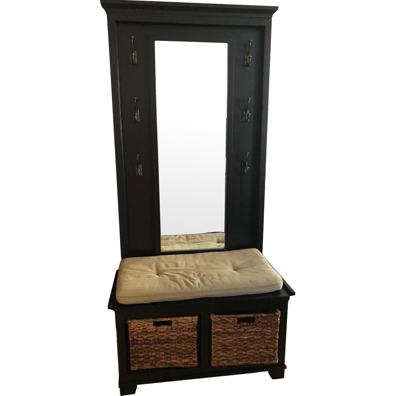 Crate & Barrel Windham Hallway Bench w/ Mirror & Coat Rack - image-0