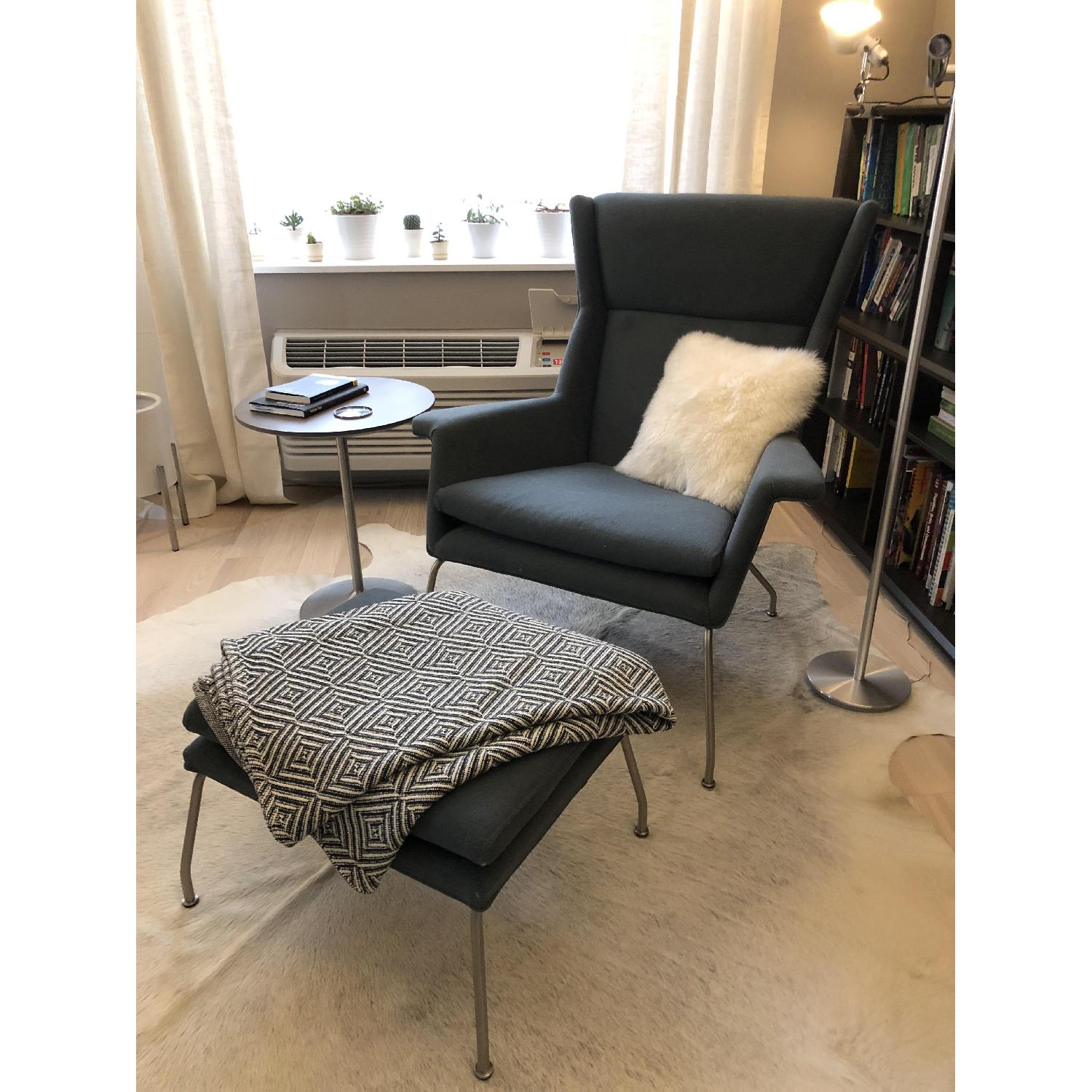 Room Board Aidan Chair Ottoman in Cambridge Blue