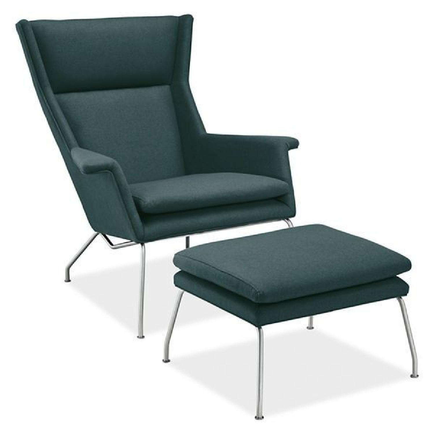 Room Board Aidan Chair Ottoman in Cambridge Blue