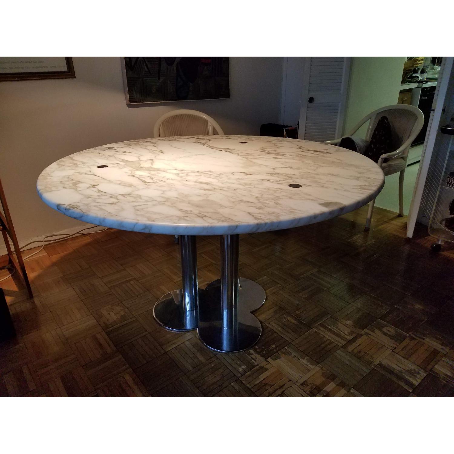 Custom Round Marble Top/Steel Base Dining Table - image-2