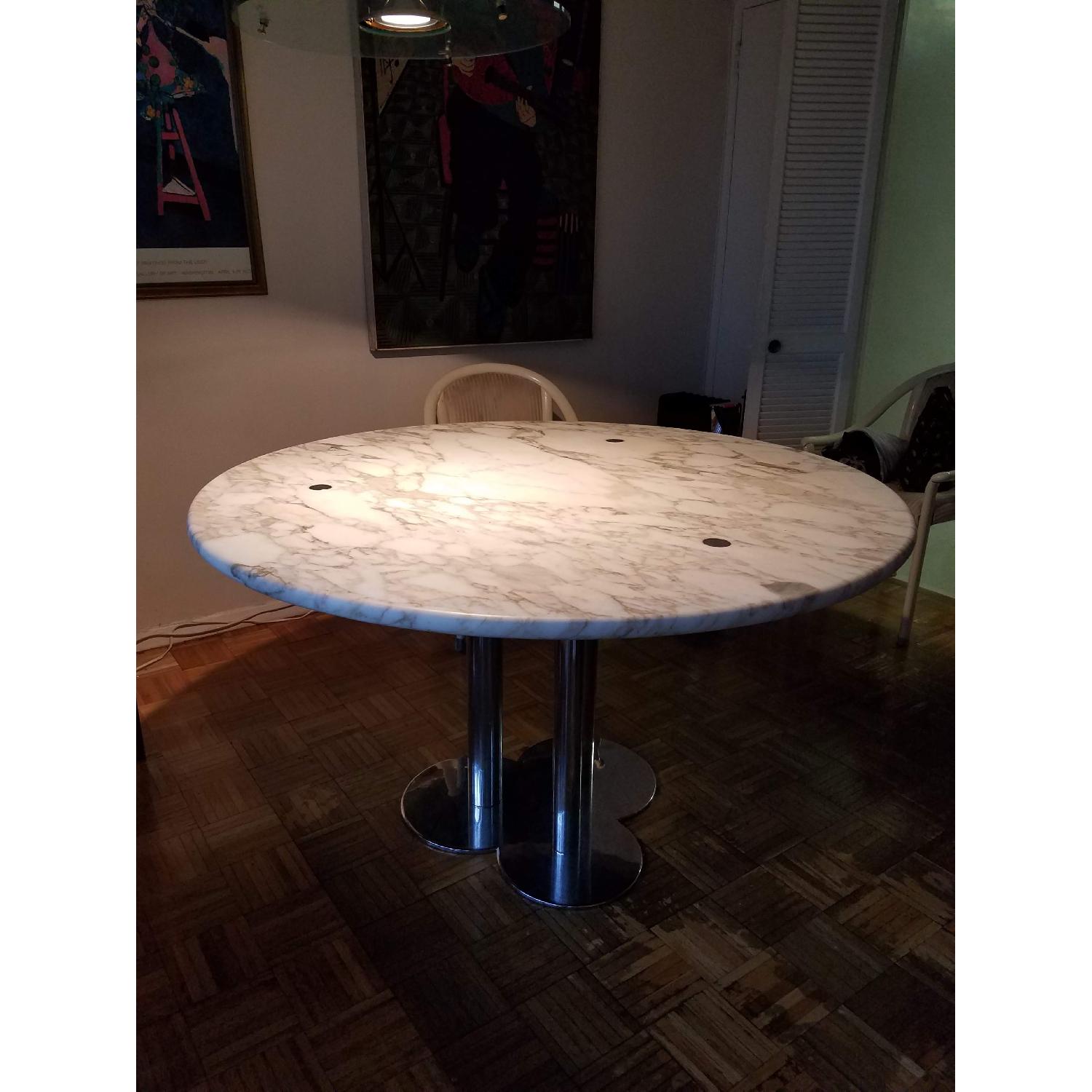 Custom Round Marble Top/Steel Base Dining Table - image-3