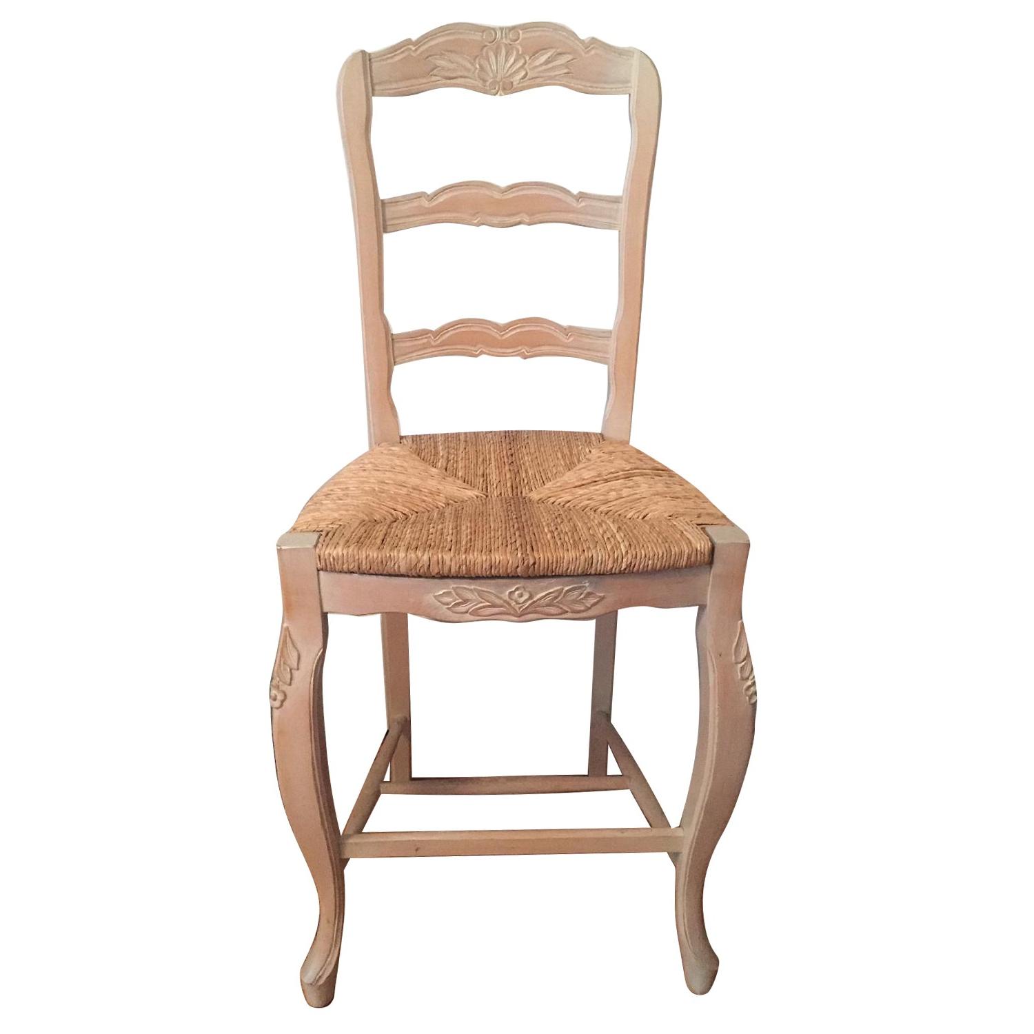 French Country Ladder Back Bar Stool w/ Rush Seat AptDeco