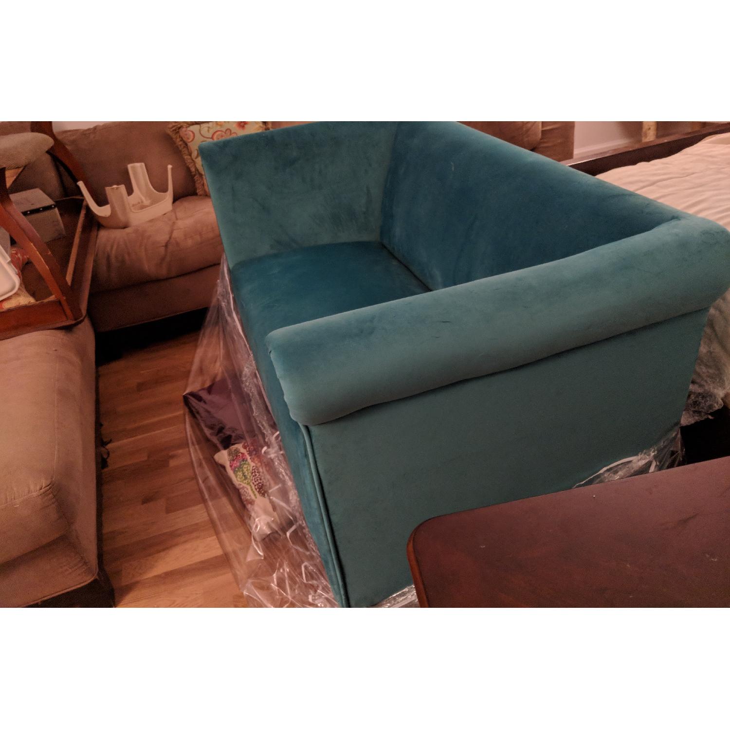 World Market Emerald Green Velvet Marian Loveseat AptDeco