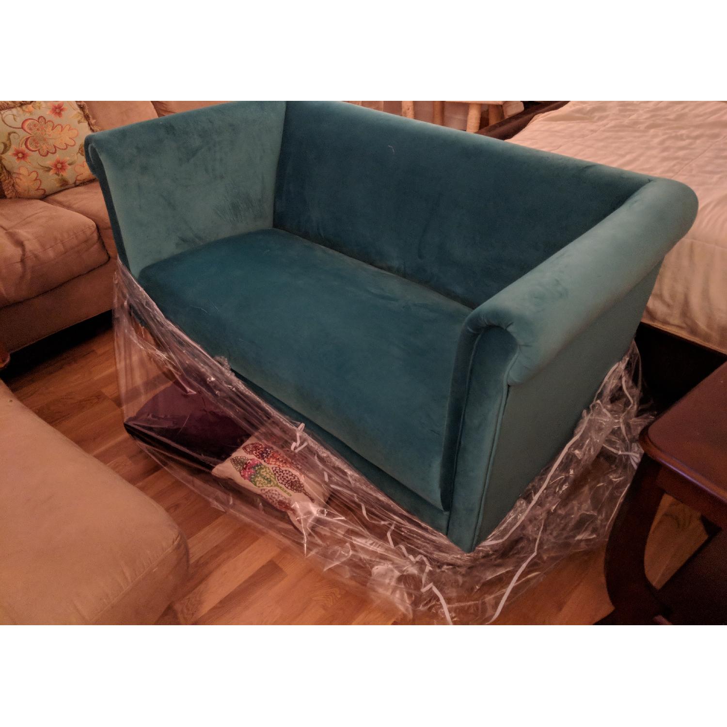 World Market Emerald Green Velvet Marian Loveseat AptDeco