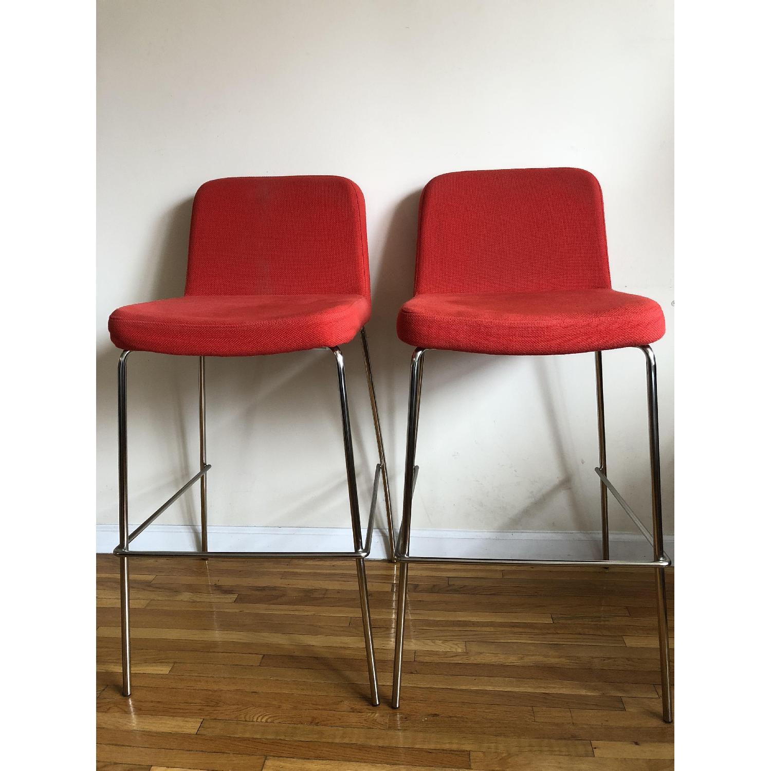 CB2 Charlie Red Bar Stools AptDeco