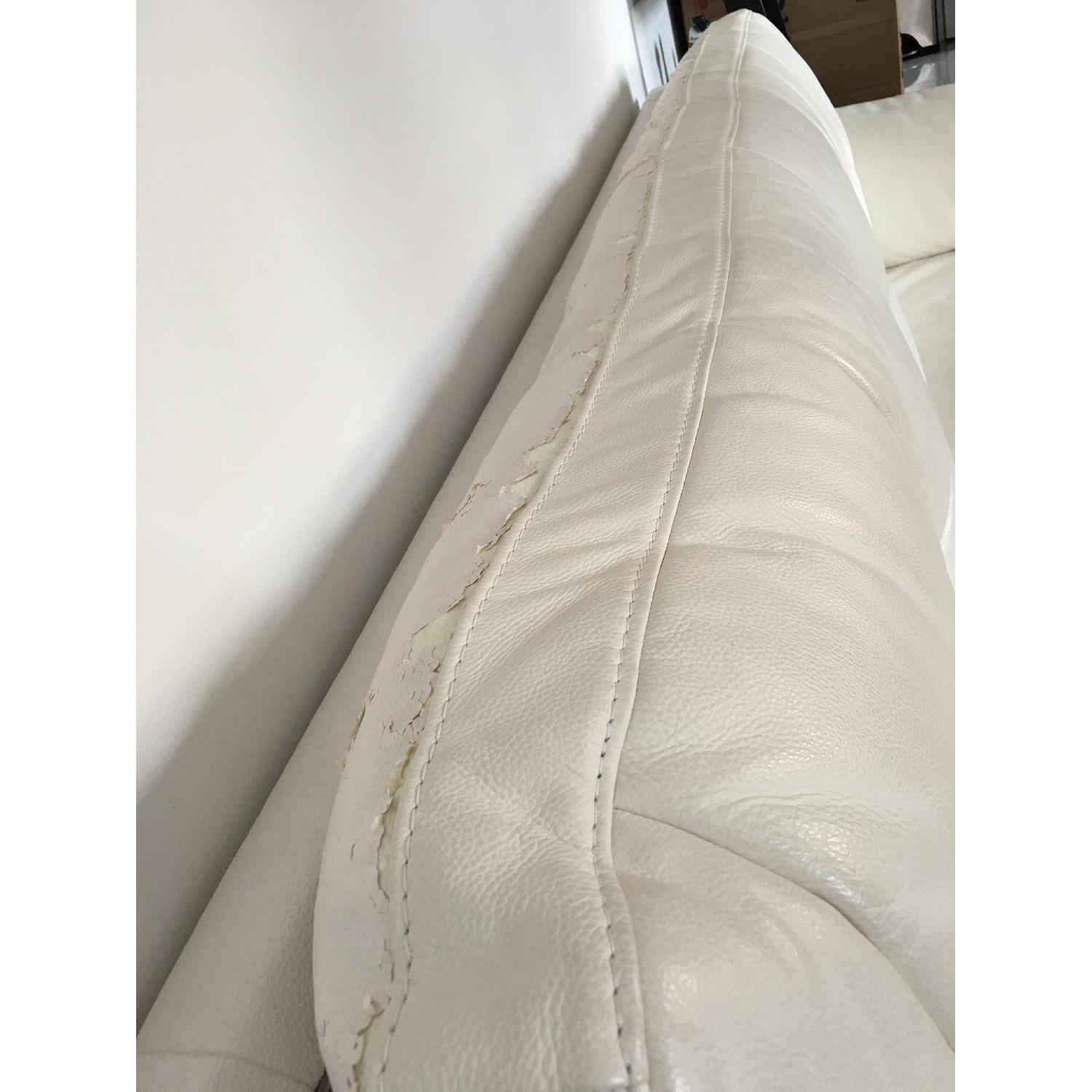 Ashley White Faux Leather Sofa - image-3